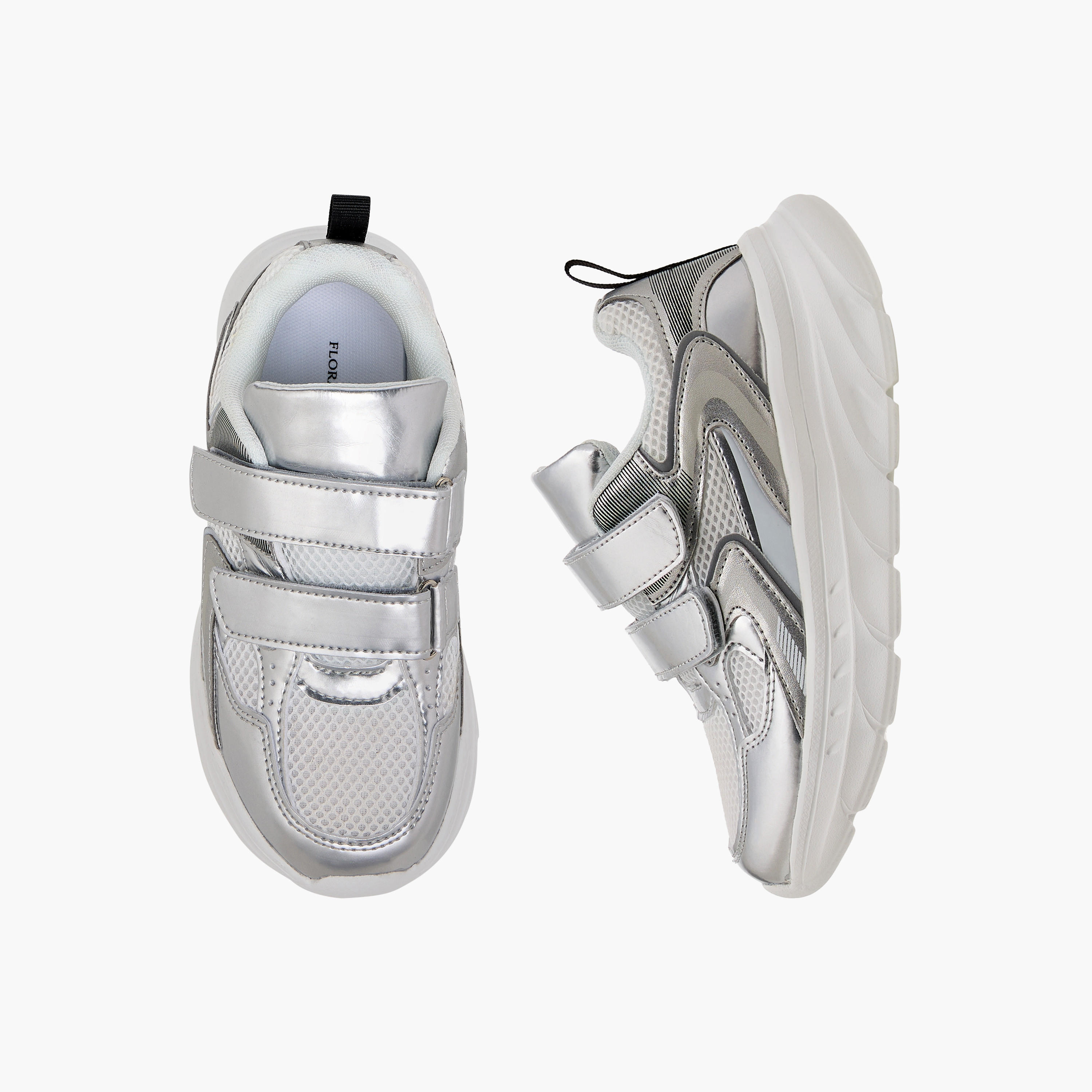 Flora Bella Panelled Sneakers with Hook and Loop Closure-girls-shoes-sneakers-image-1