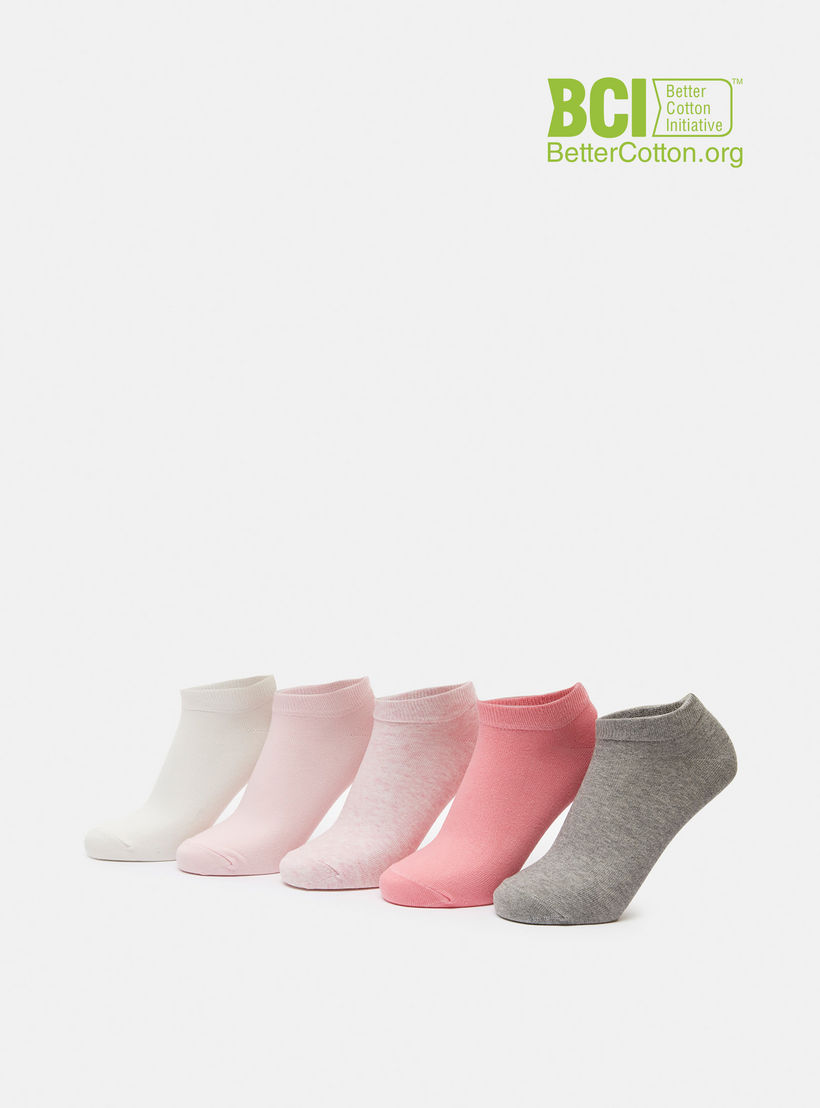 Shoemart Solid Ankle Length Socks - Set of 5-women-socksandstockings-image-1