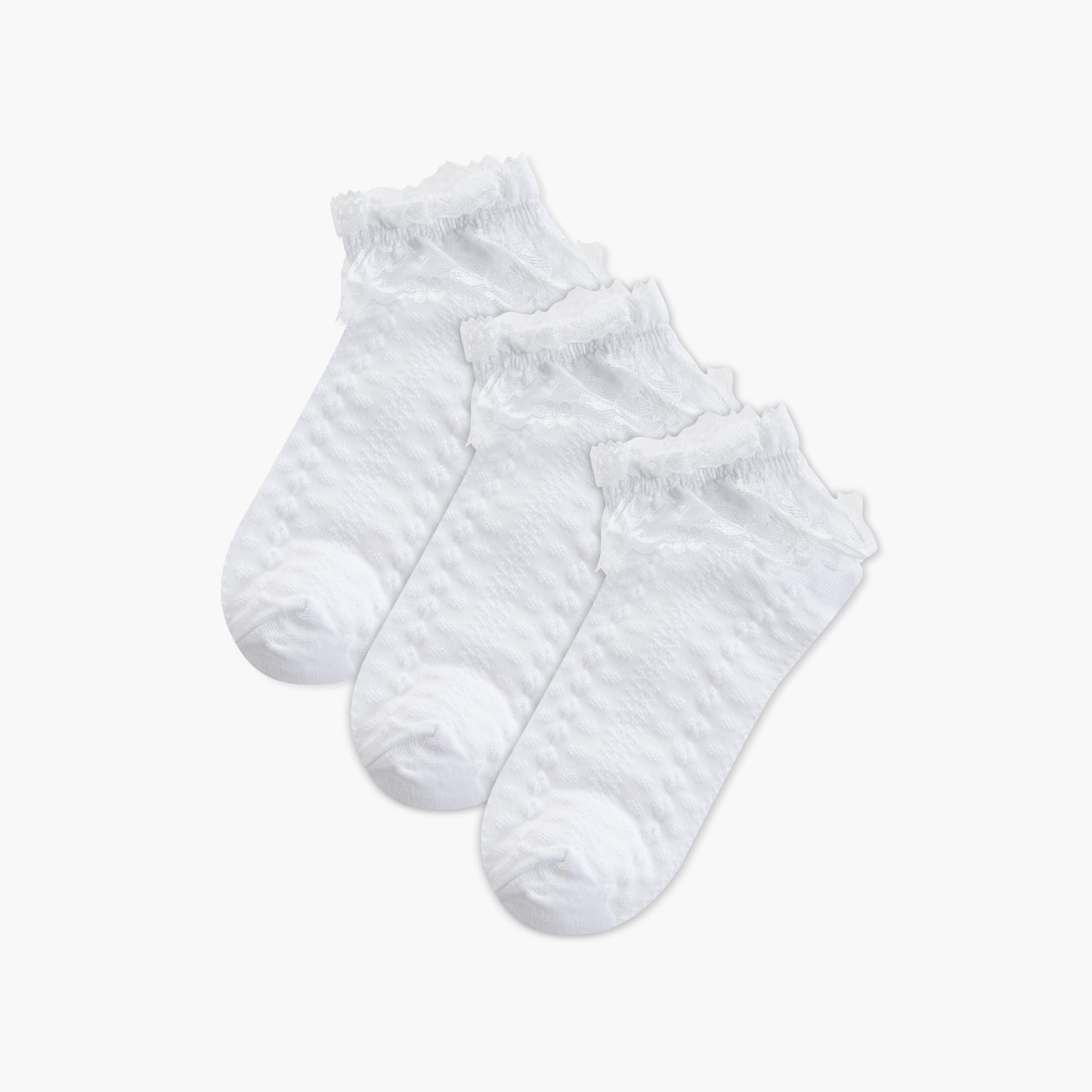Juniors Lace Detail Socks - Set of 3-girls-accessories-socks-image-1