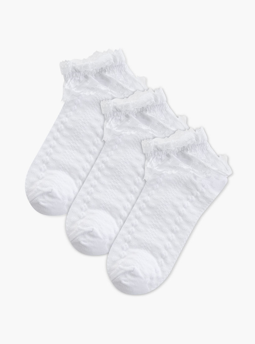 Juniors Lace Detail Socks - Set of 3-girls-accessories-socks-image-1