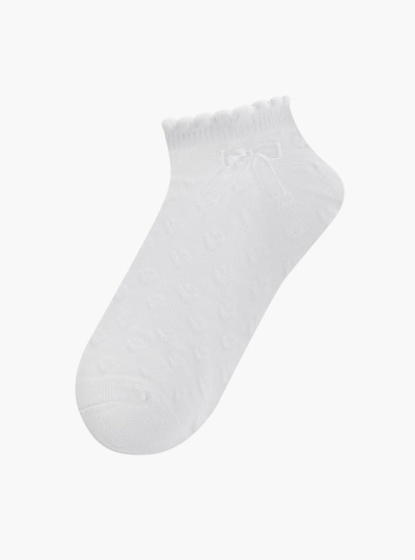 Solid Ankle Length Socks with Bow Detail - Set of 5-girls-accessories-socks-image-2