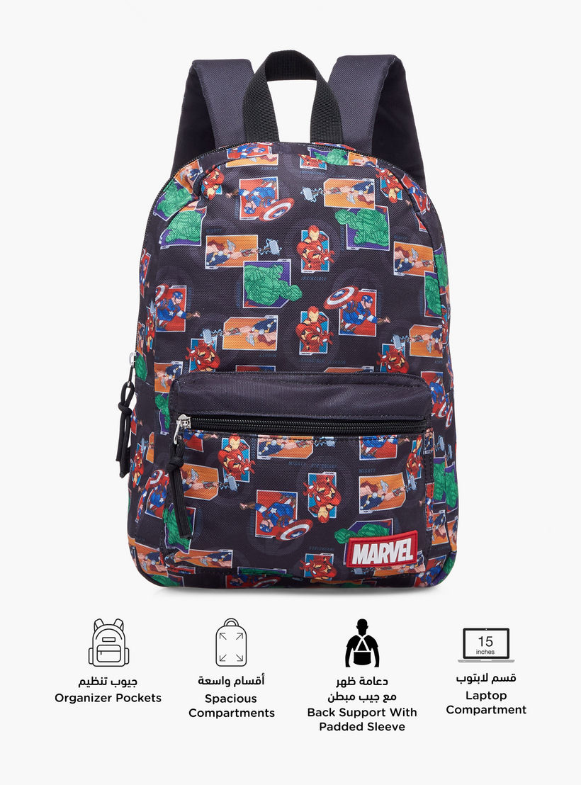 Avengers Print School Backpack with Adjustable Shoulder Straps and Zip Closure - 33x25x10 cm-school-bagsandbackpacks-backpacks-image-3