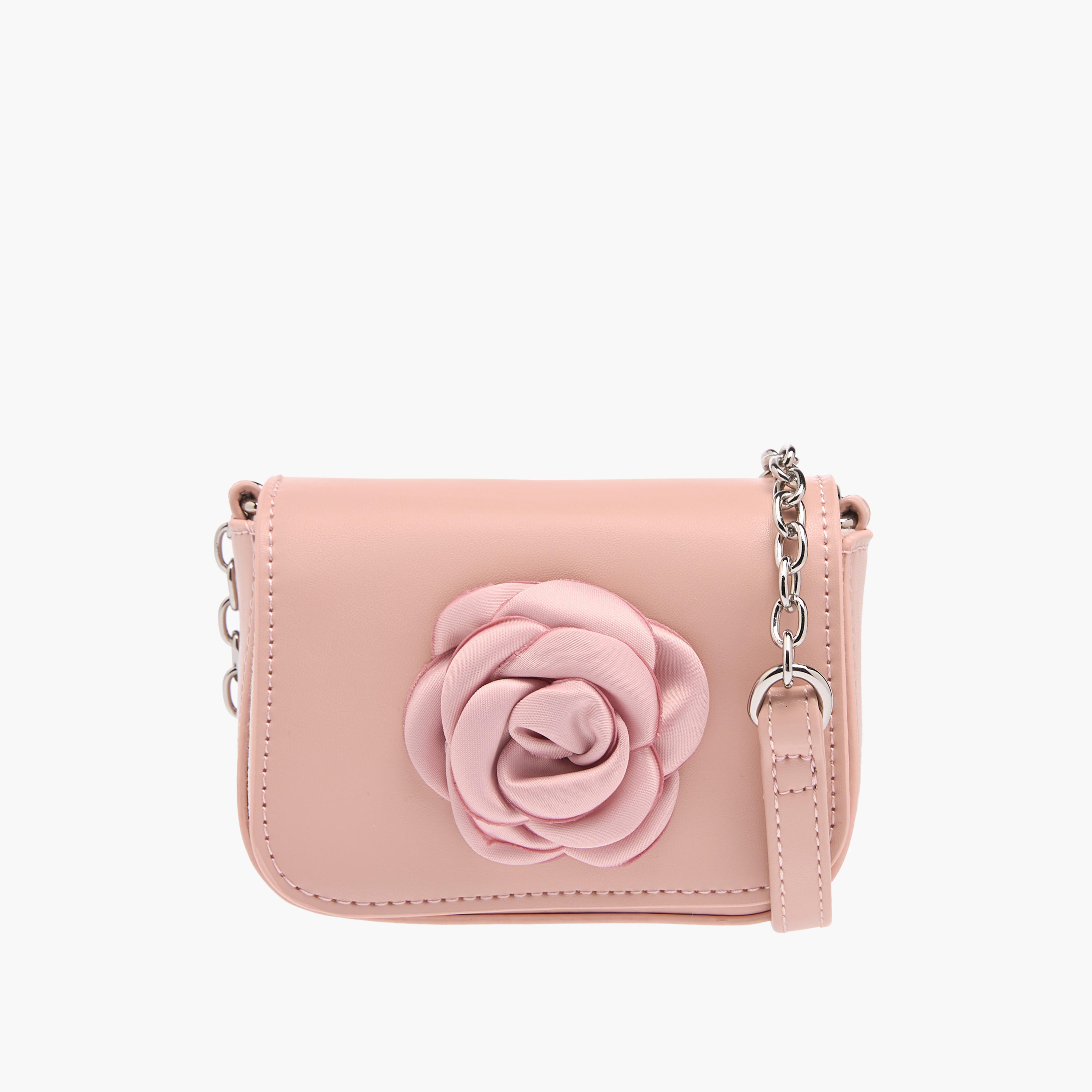 Flora Bella Rose Accent Crossbody Bag with Chain Strap and Flap Closure-girls-accessories-bags-image-1