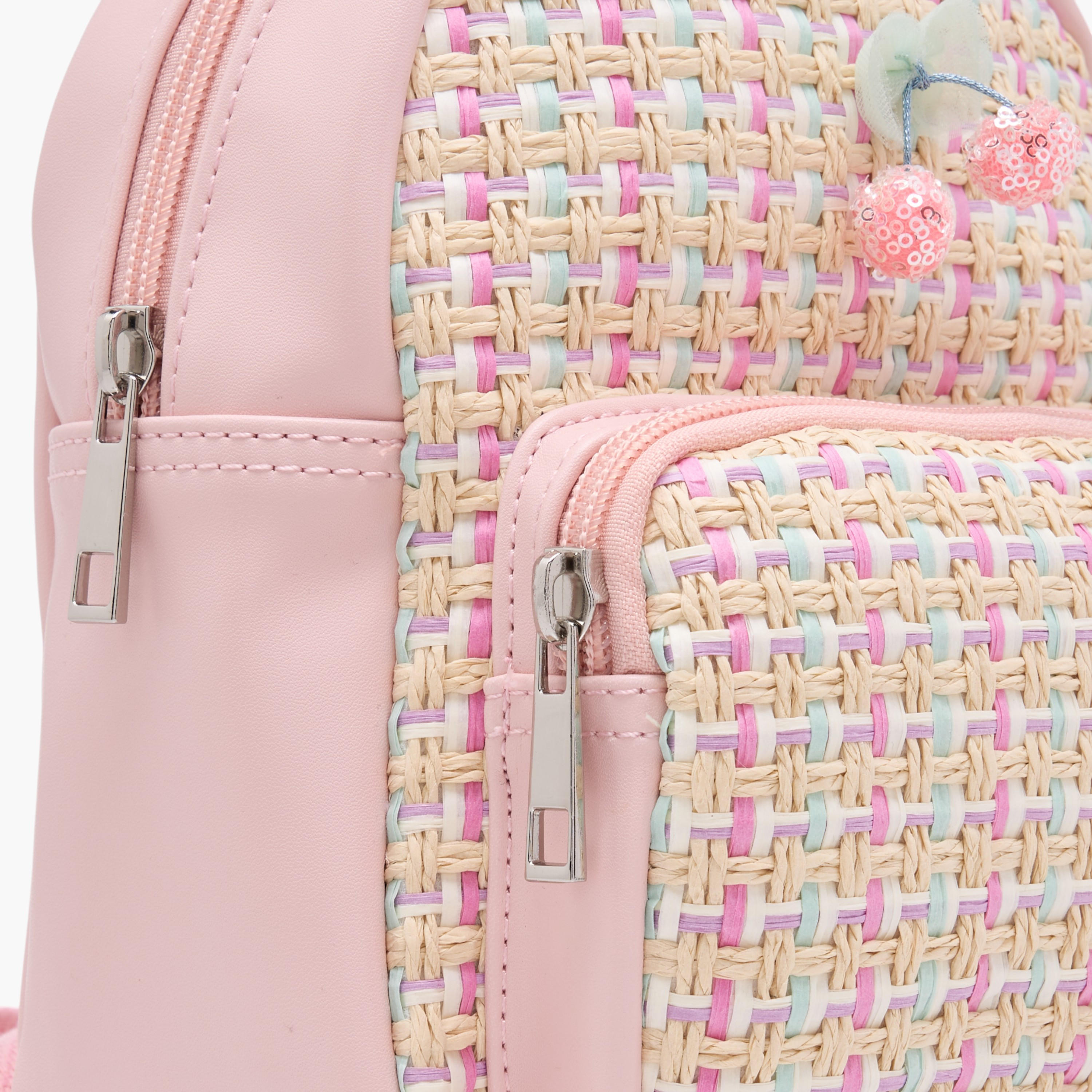 Flora Bella Textured Backpack with Adjustable Straps and Zip Closure - 8x17x21 cm-school-bagsandbackpacks-backpacks-image-5
