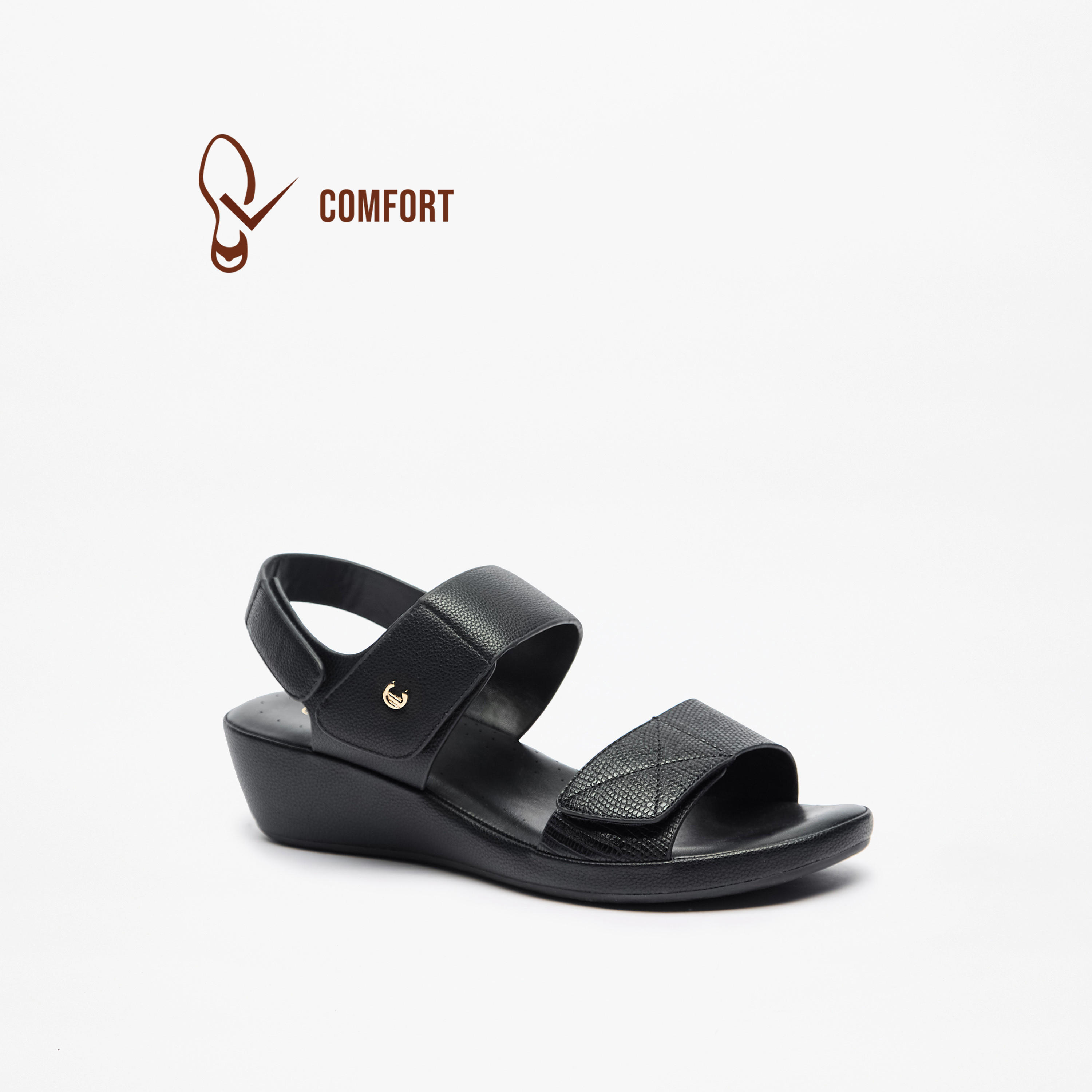 Le Confort Textured Slip-On Comfort Sandals with Hook and Loop Closure-women-shoes-sandals-heeled-image-1