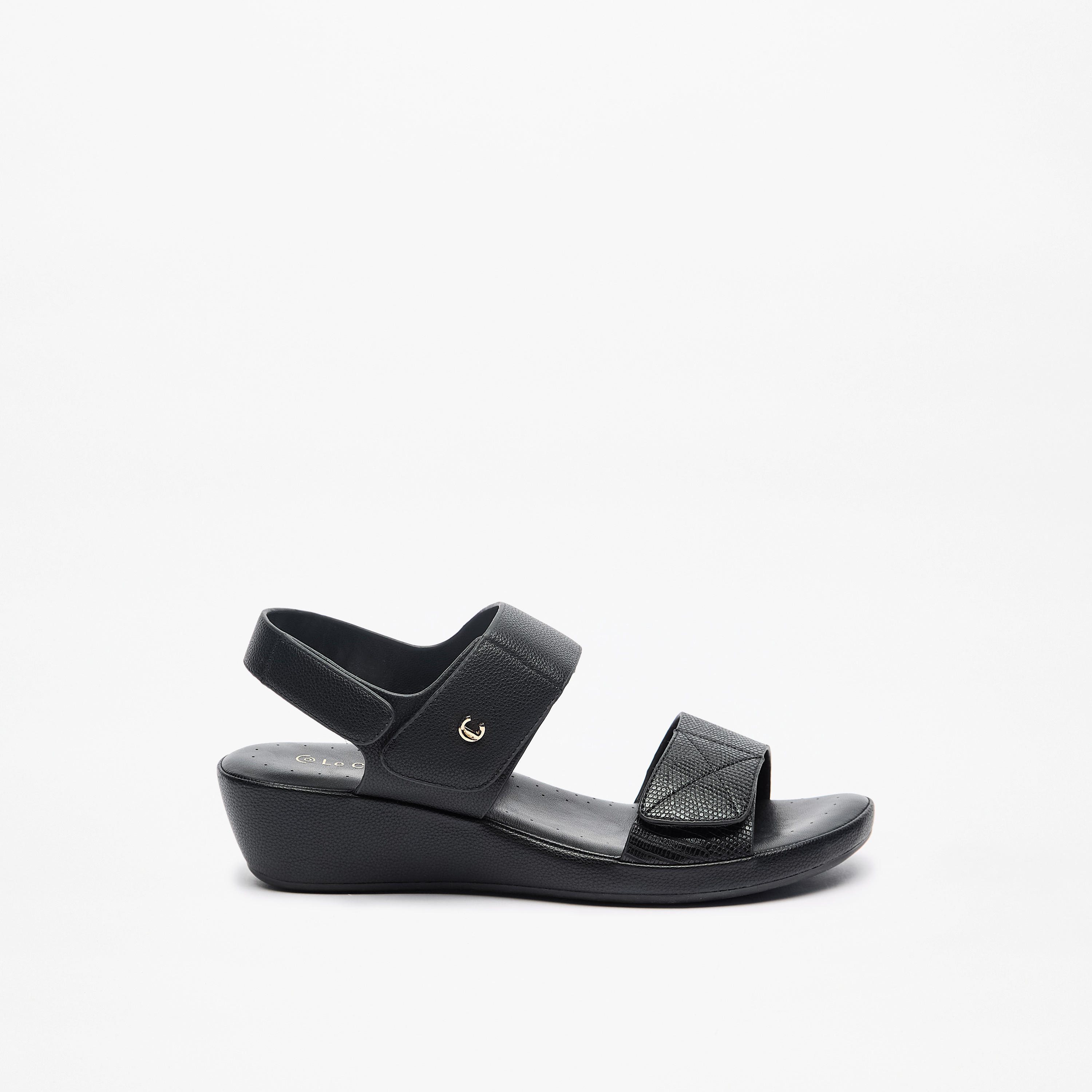 صندل مريح سهل الارتداء بارز الملمس بشريط إغلاق لاصق من لو كونفورت -women-shoes-sandals-heeled-image-3