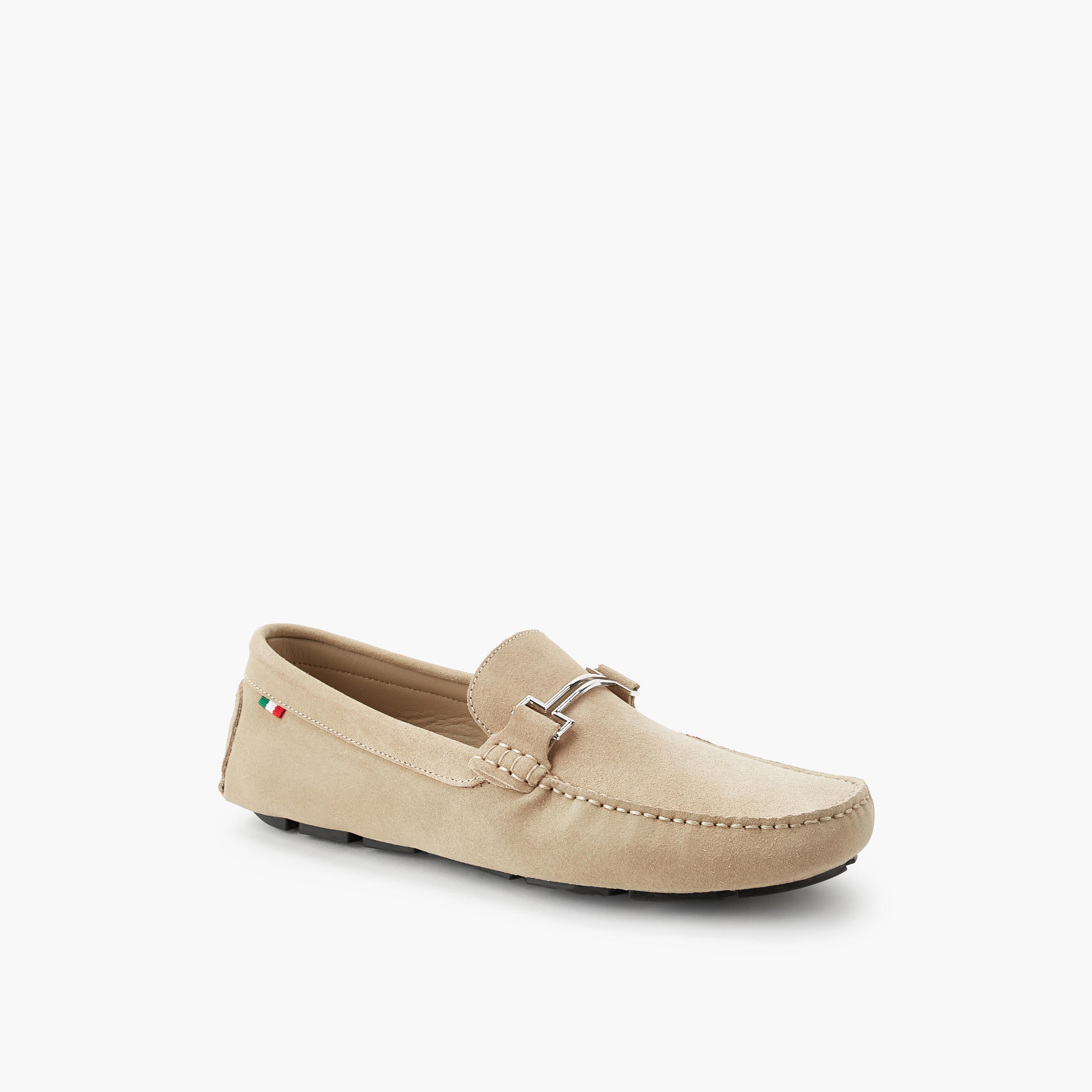 Renzo Ruganni Men Metallic Trim Suede Leather Moccasins-men-shoes-loafersandmoccasins-image-2
