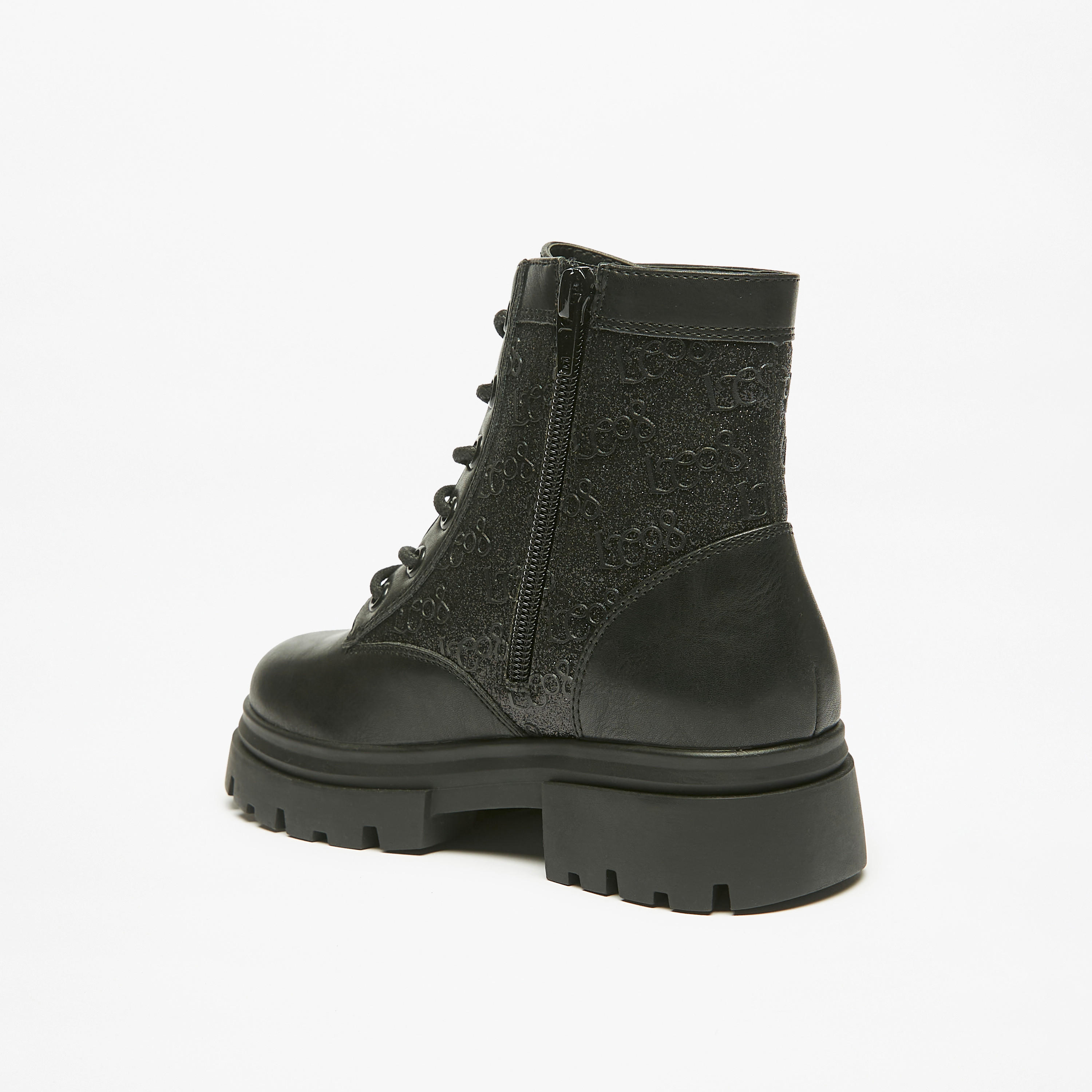 Lee Cooper Girls' Logo Detail Lace-Up High Cut Boots-girls-shoes-boots-image-2