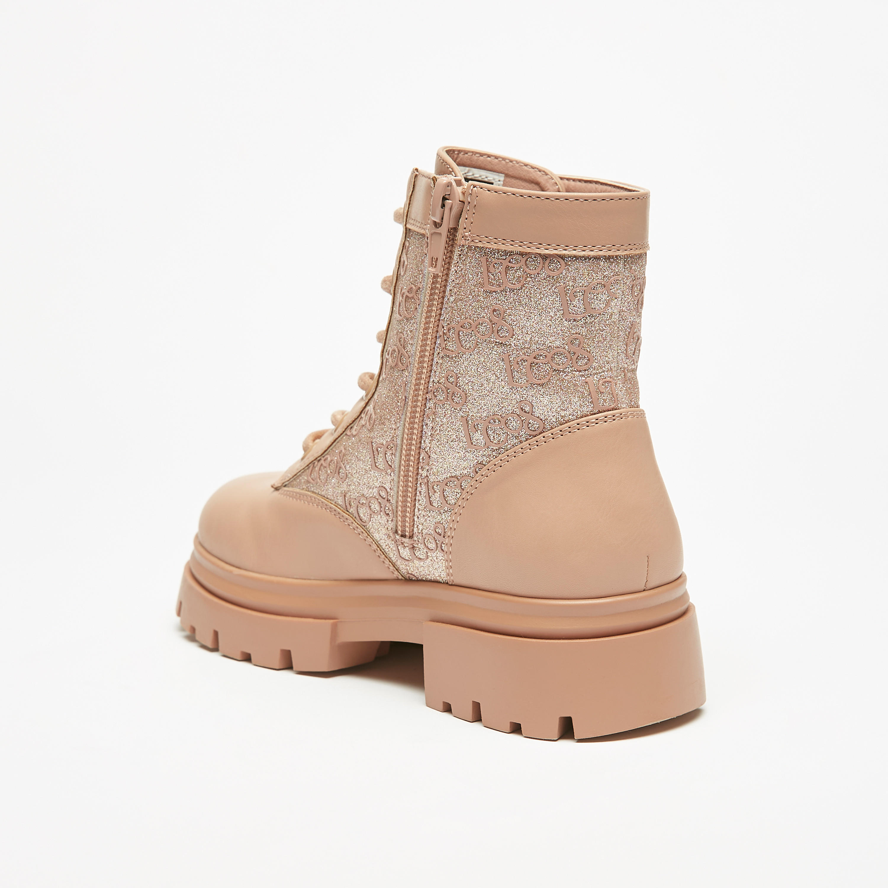 Lee Cooper Girls' Logo Detail Lace-Up High Cut Boots-girls-shoes-boots-image-2