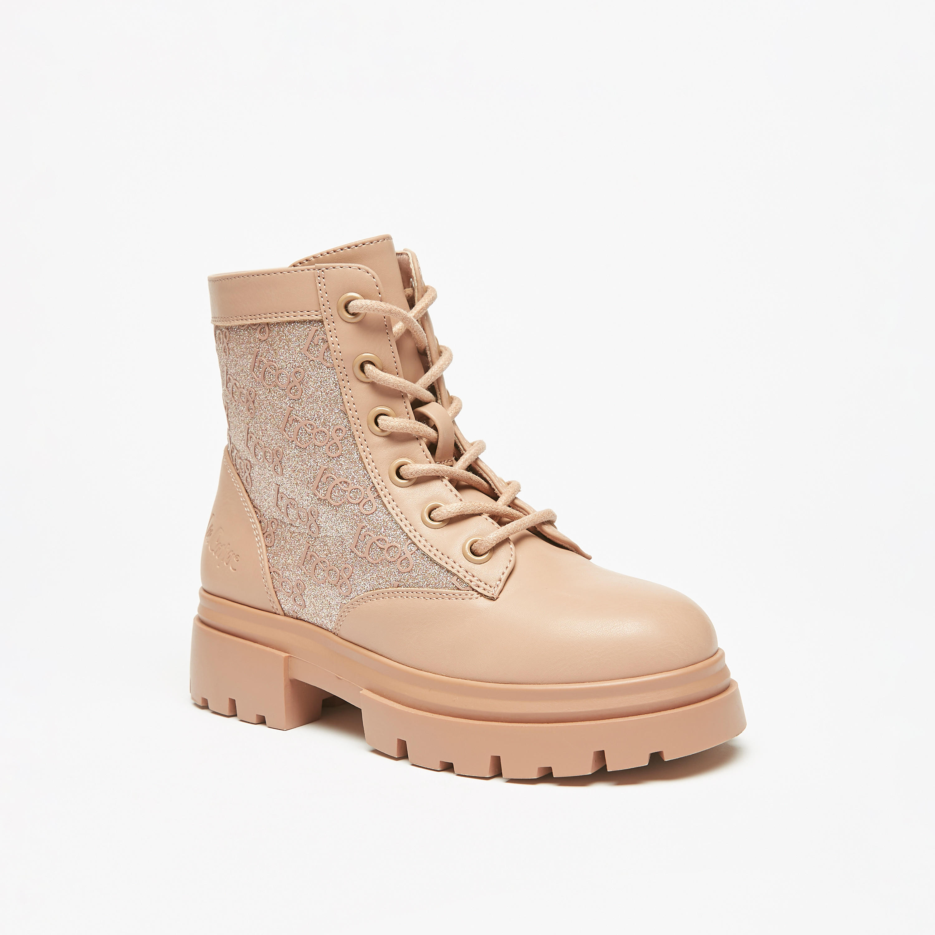 Lee Cooper Girls' Logo Detail Lace-Up High Cut Boots-girls-shoes-boots-image-1