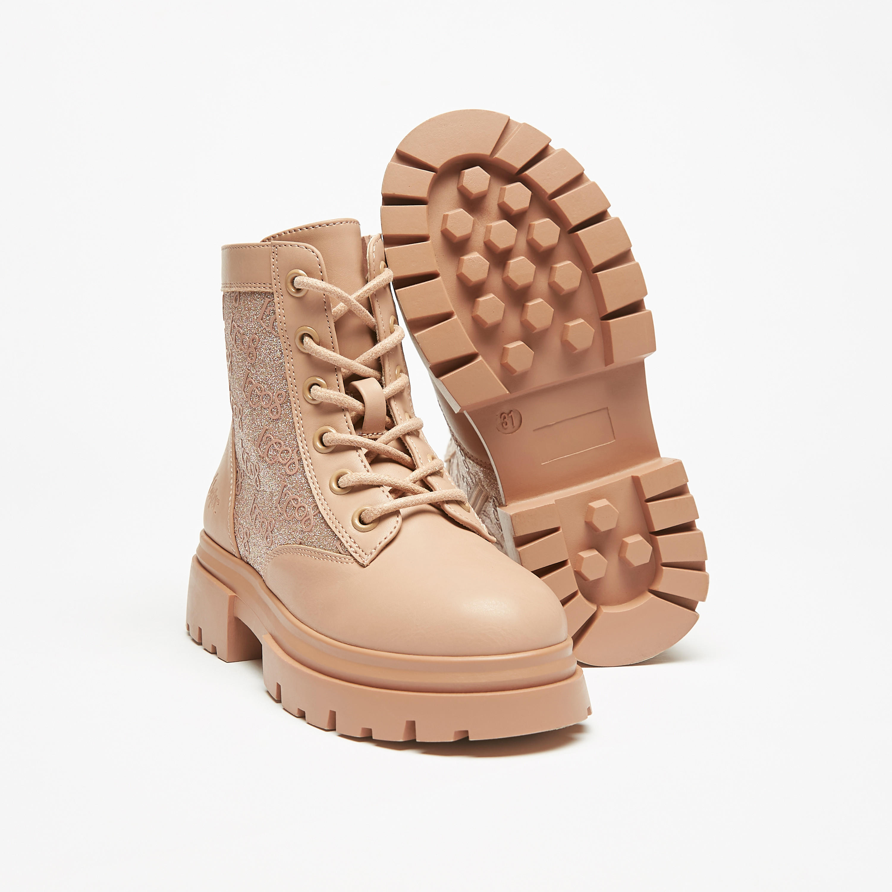 Lee Cooper Girls' Logo Detail Lace-Up High Cut Boots-girls-shoes-boots-image-6