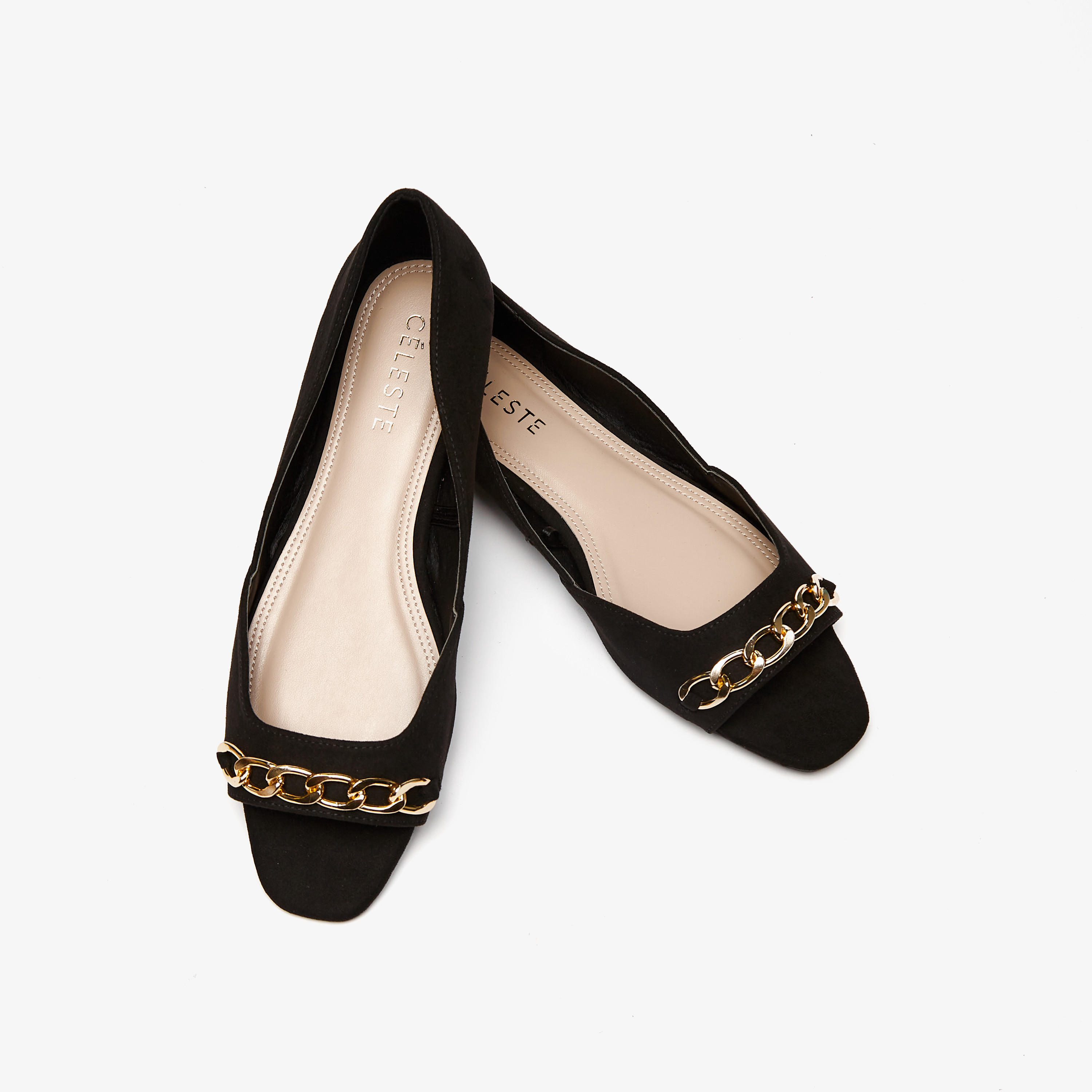 Celeste Women's Peep Toe Shoes with Chain Detail-women-shoes-flats-sandals-image-3
