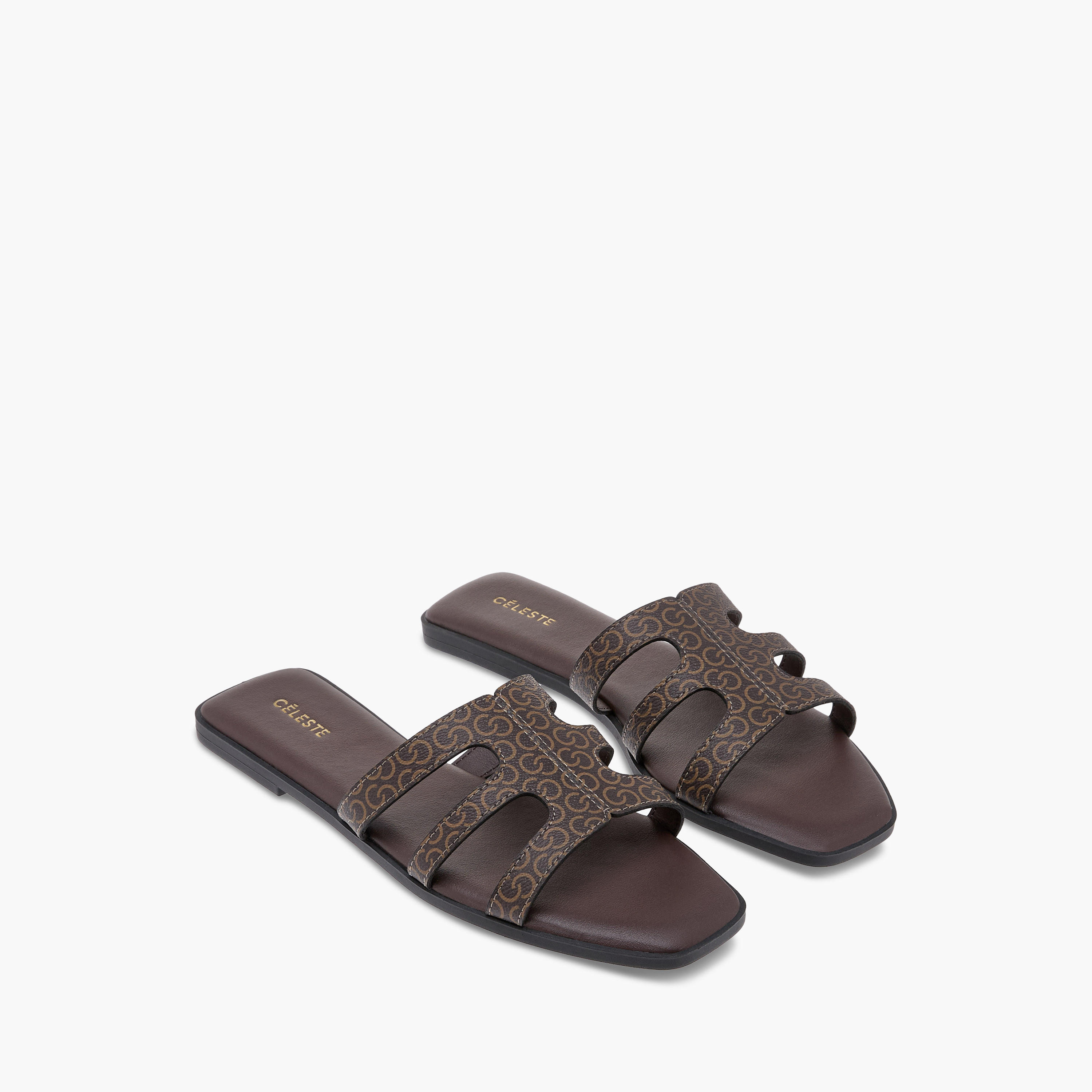Celeste Women's Monogram Print Slip-On Flat Sandals-women-shoes-flats-sandals-image-1