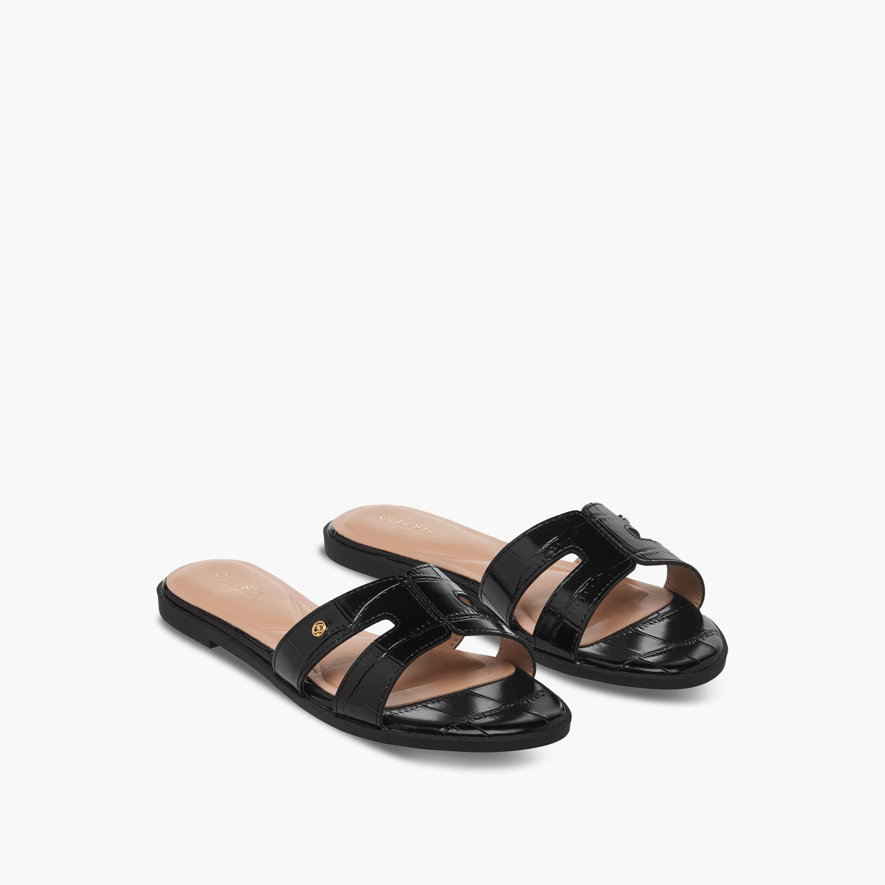 Celeste Women Animal Textured Slip-On Sandals-women-shoes-flats-sandals-image-1