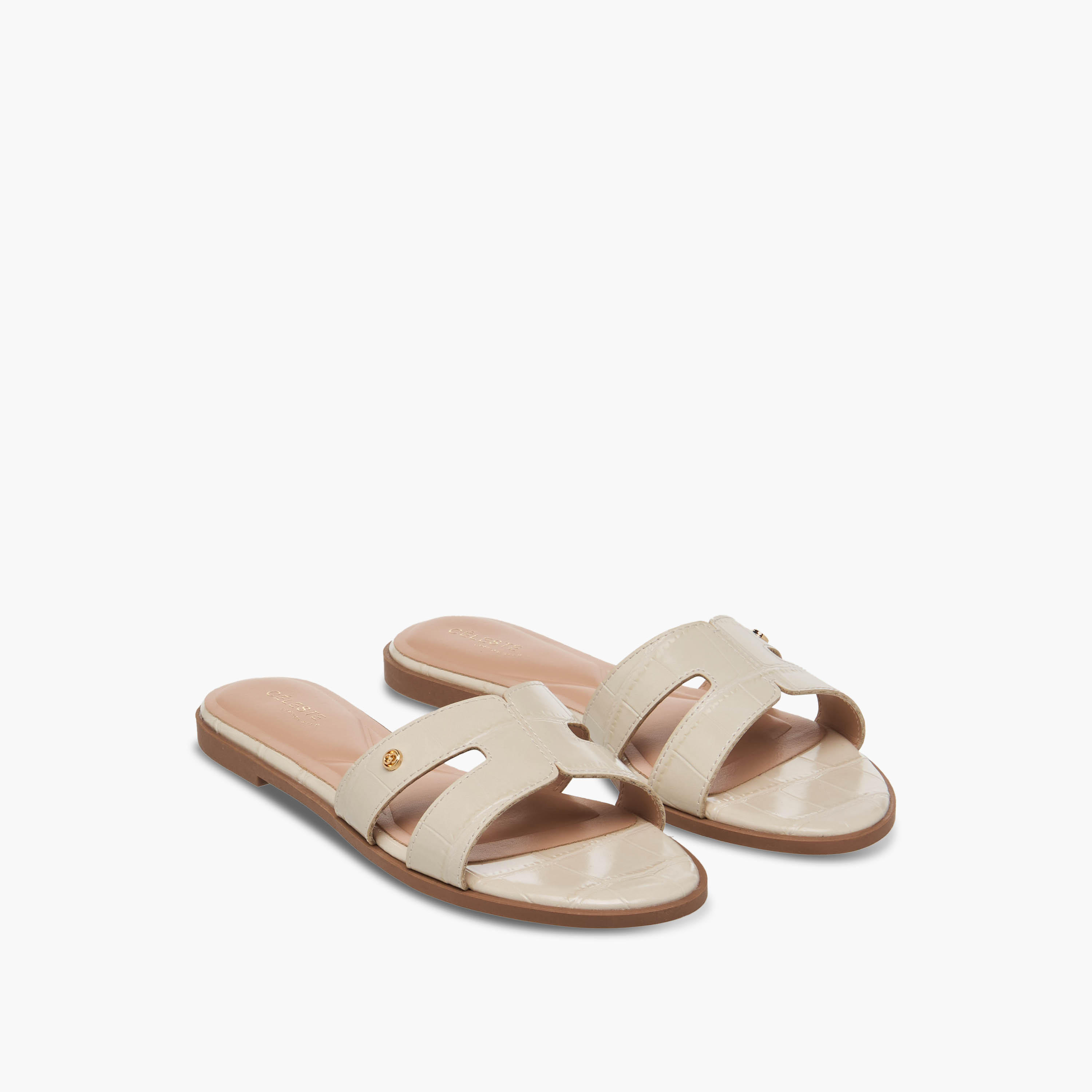 Celeste Women Animal Textured Slip-On Sandals-women-shoes-flats-sandals-image-1