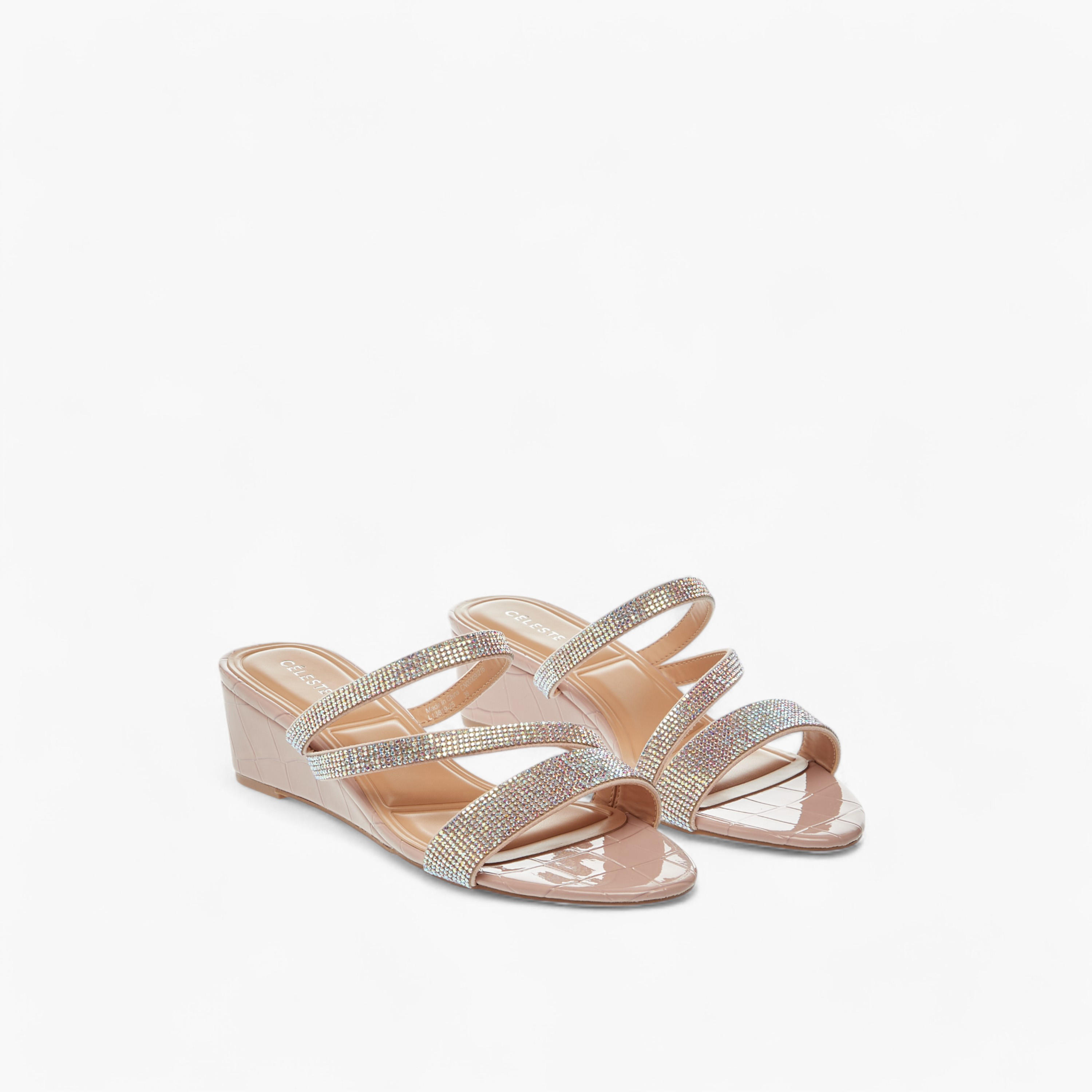 Celeste Women's Studded Slip-On Strap Sandals with Wedge Heels-women-shoes-sandals-heeled-image-1