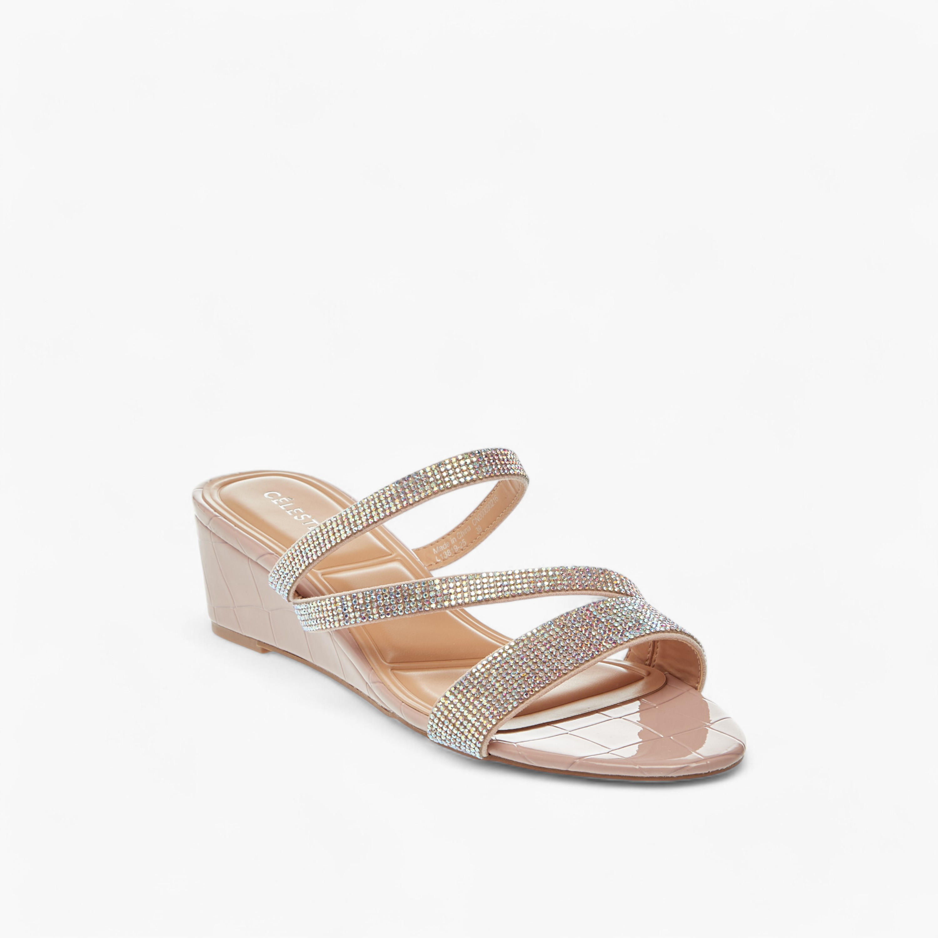 Celeste Women's Studded Slip-On Strap Sandals with Wedge Heels-women-shoes-sandals-heeled-image-2