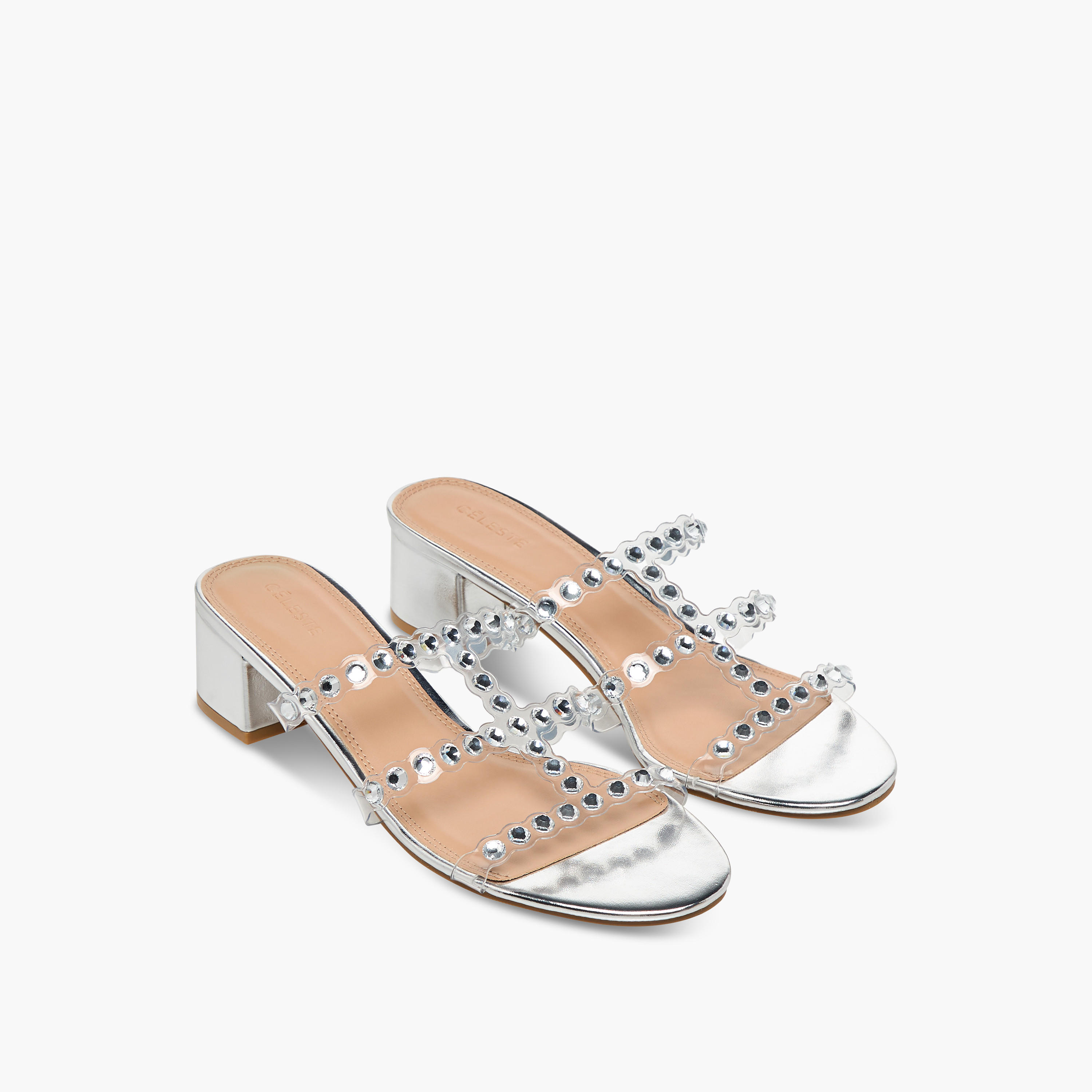 Celeste Women's Embellished Slip-On Sandals wirh Block Heels-women-shoes-sandals-heeled-image-1