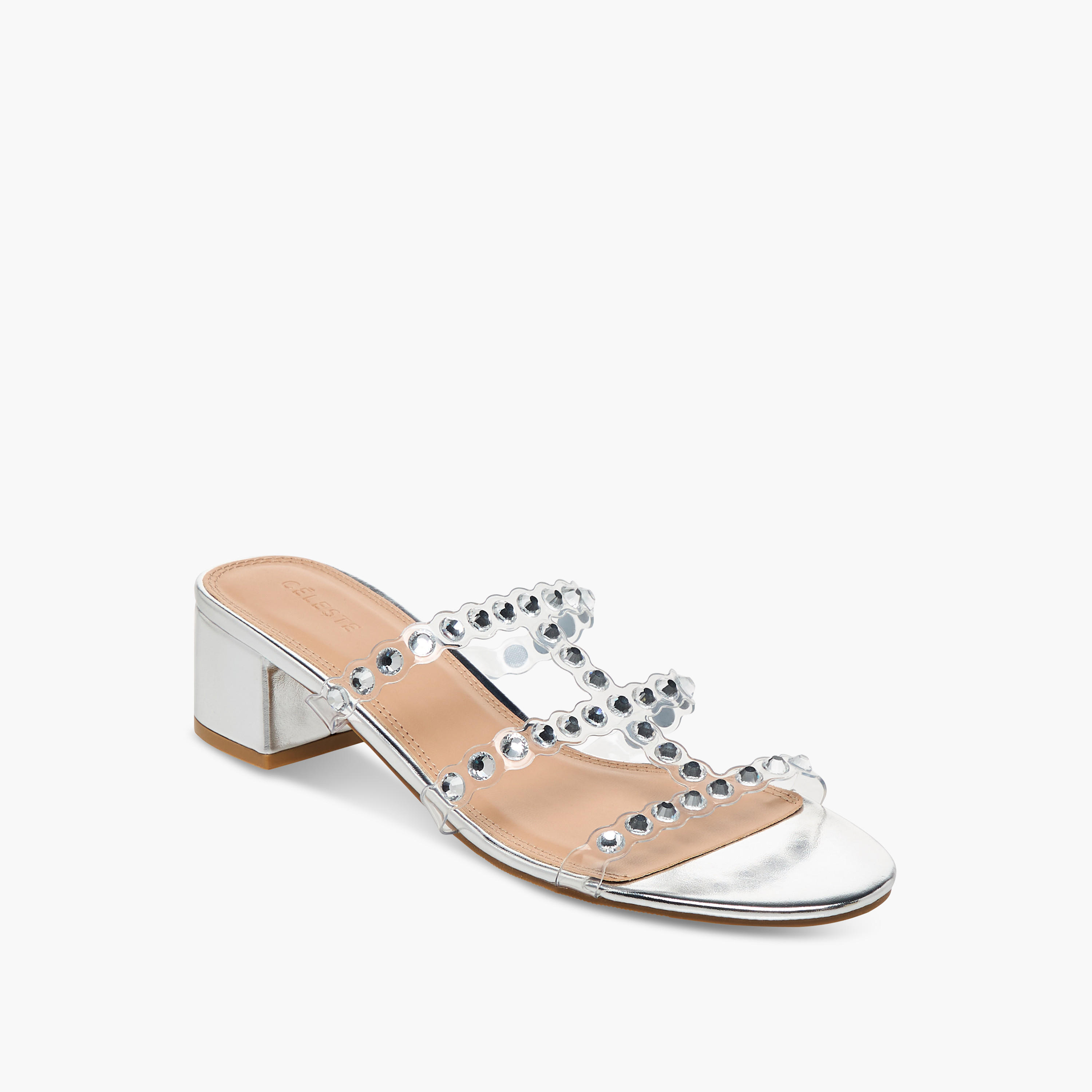 Celeste Women's Embellished Slip-On Sandals wirh Block Heels-women-shoes-sandals-heeled-image-2