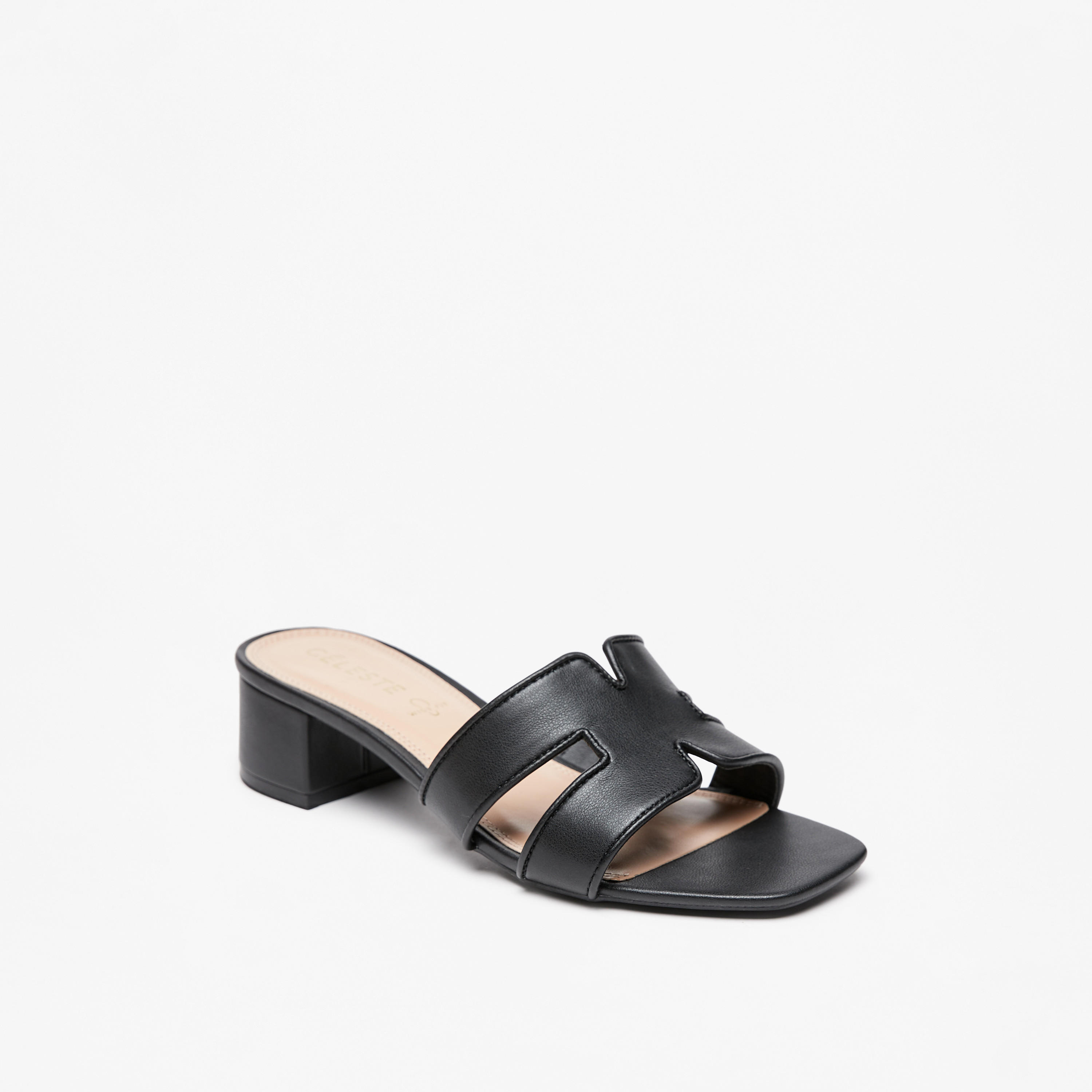 Celeste Women's Textured Slip-On Slide Sandals with Block Heels-women-shoes-heels-image-1