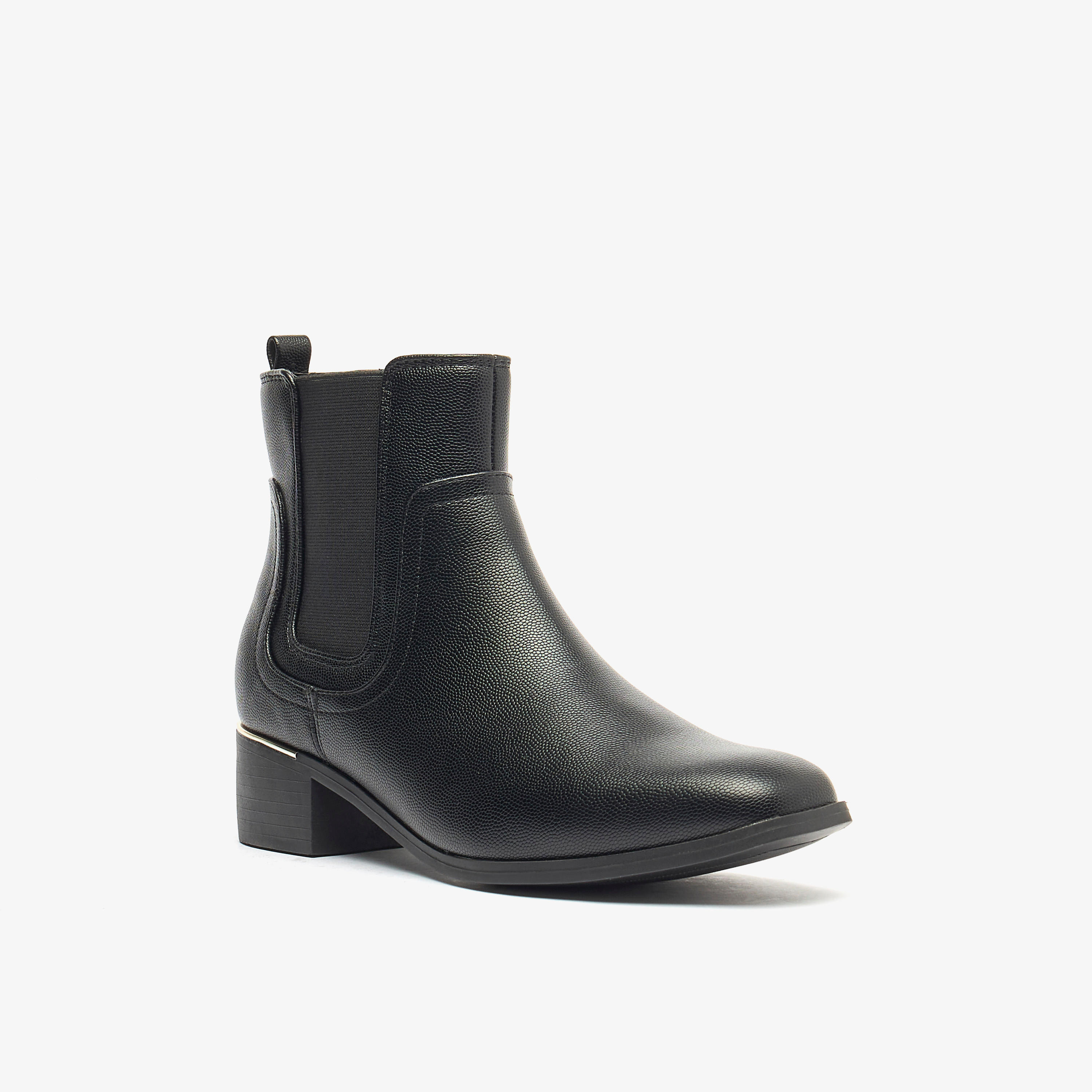 Flora Bella Textured Slip-On Ankle Boots with Block Heels-women-shoes-boots-image-1