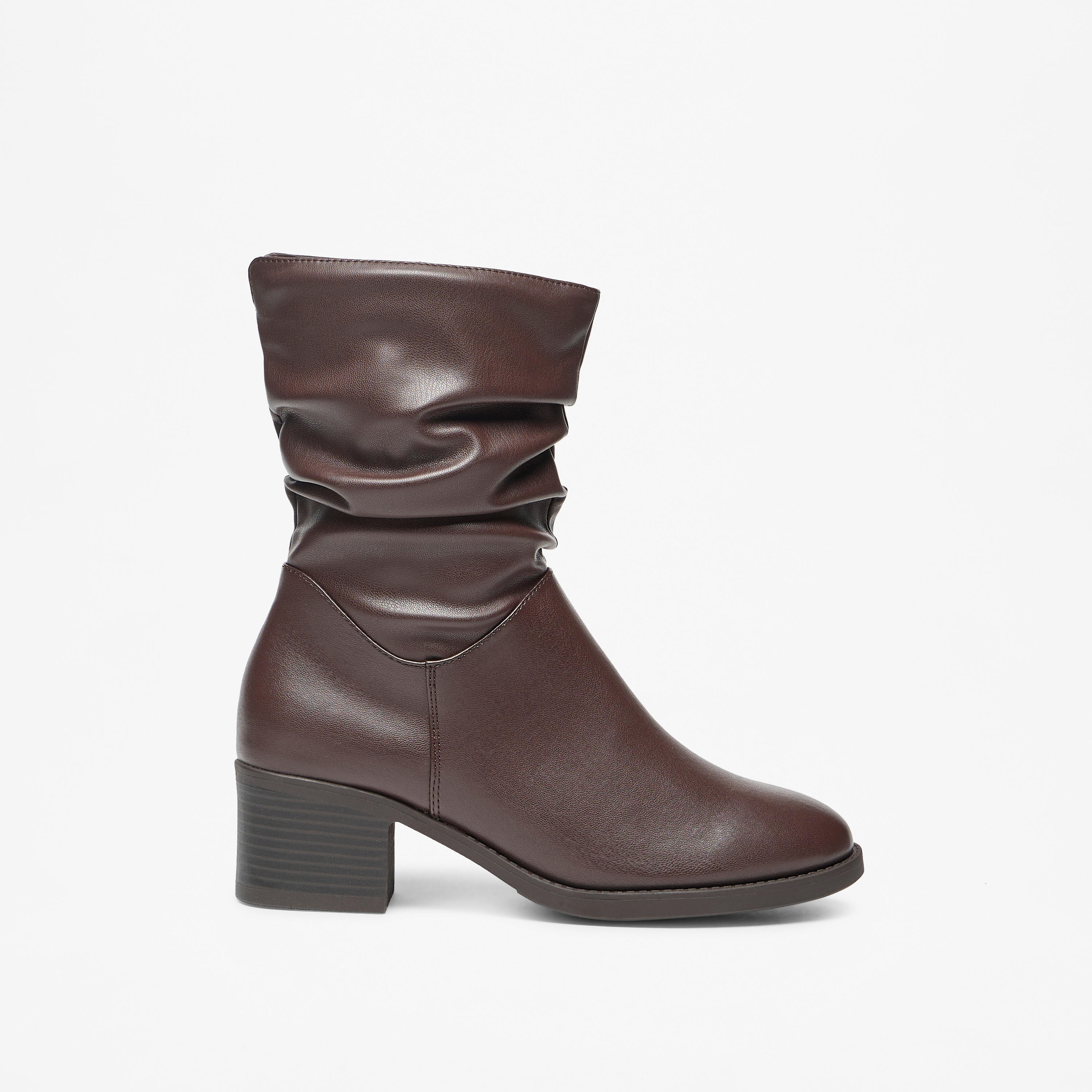 Celeste Women's Ruched High Shaft Boots with Zip Closure and Block Heels-women-shoes-boots-image-3