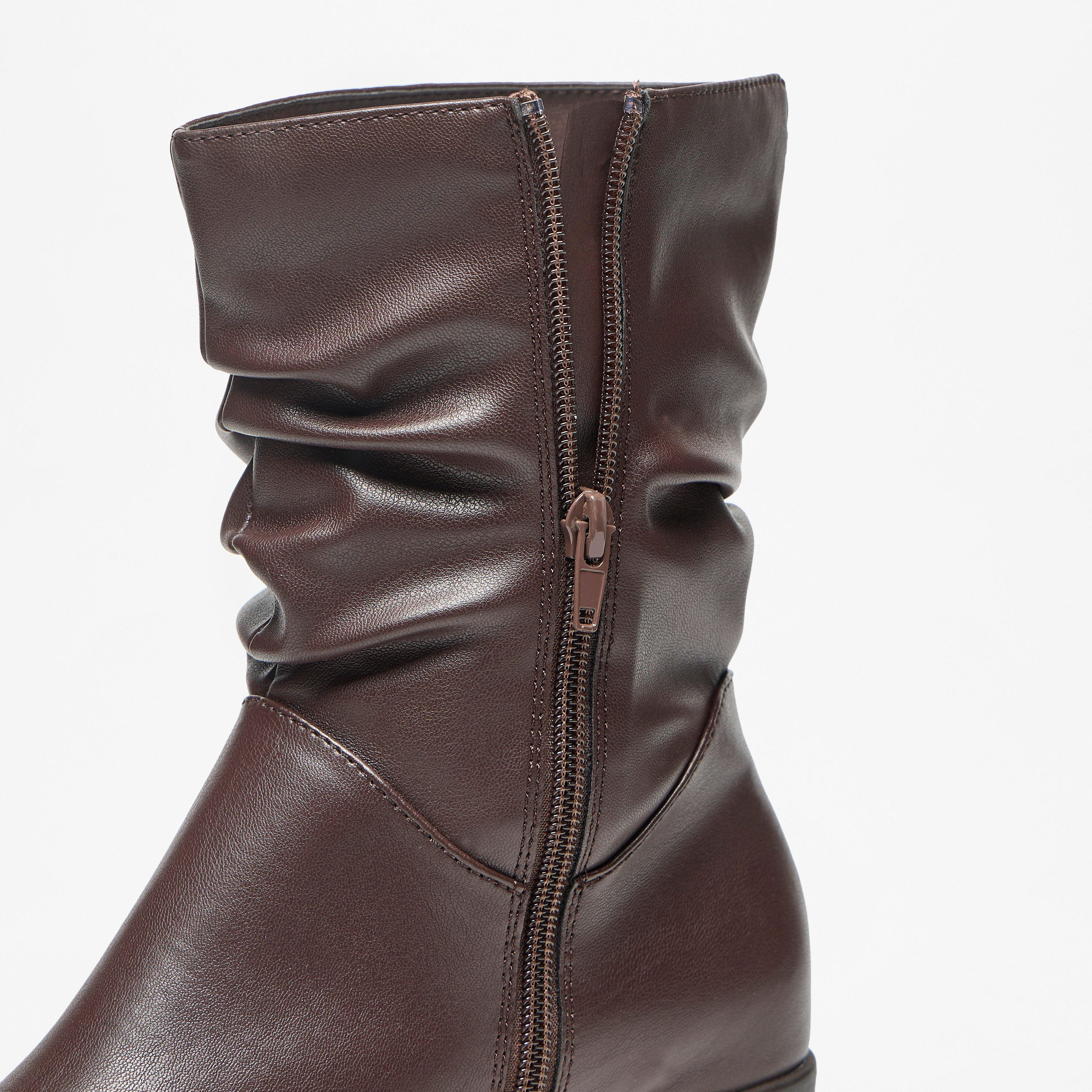 Celeste Women's Ruched High Shaft Boots with Zip Closure and Block Heels-women-shoes-boots-image-5