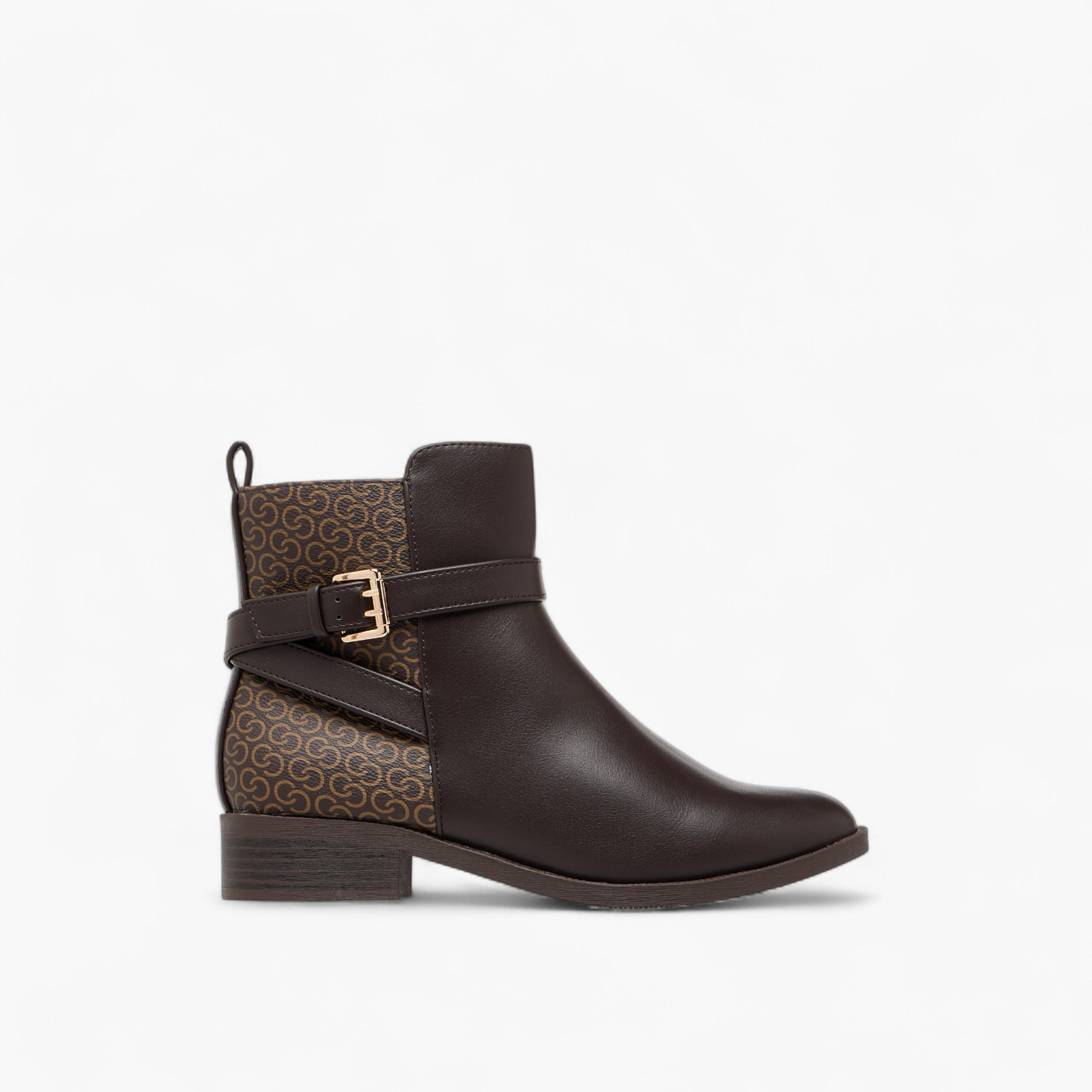 Celeste Women's Monogram Print Ankle Boots with Block Heels and Zip Closure-women-shoes-boots-image-4