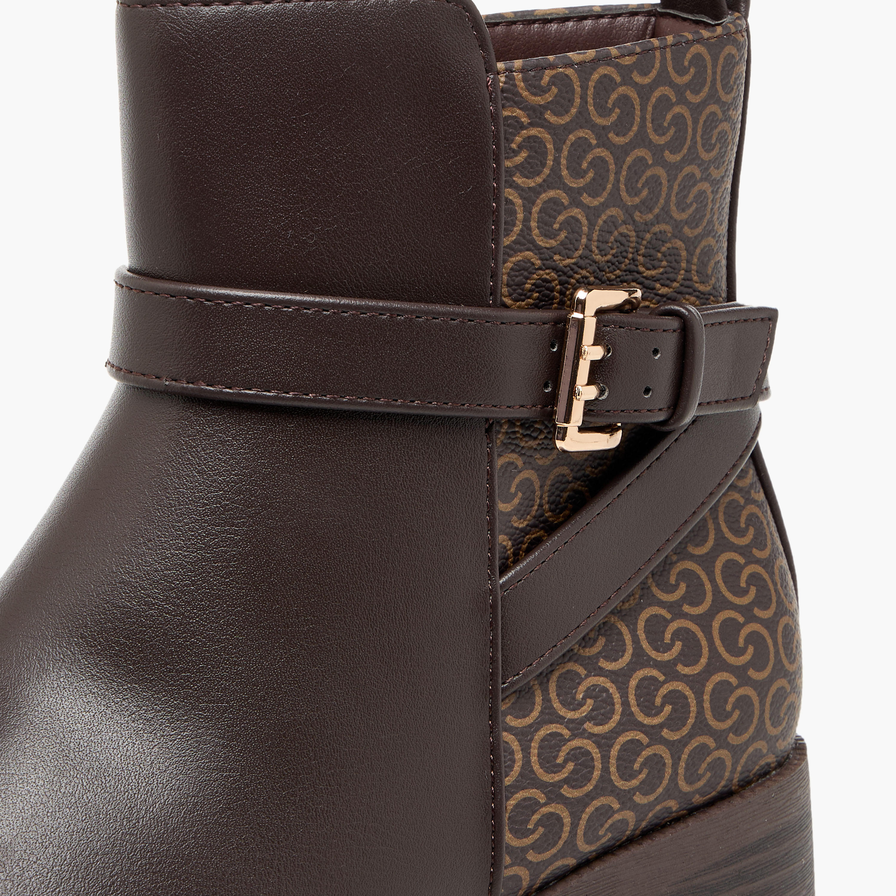 Celeste Women's Monogram Print Ankle Boots with Block Heels and Zip Closure-women-shoes-boots-image-6
