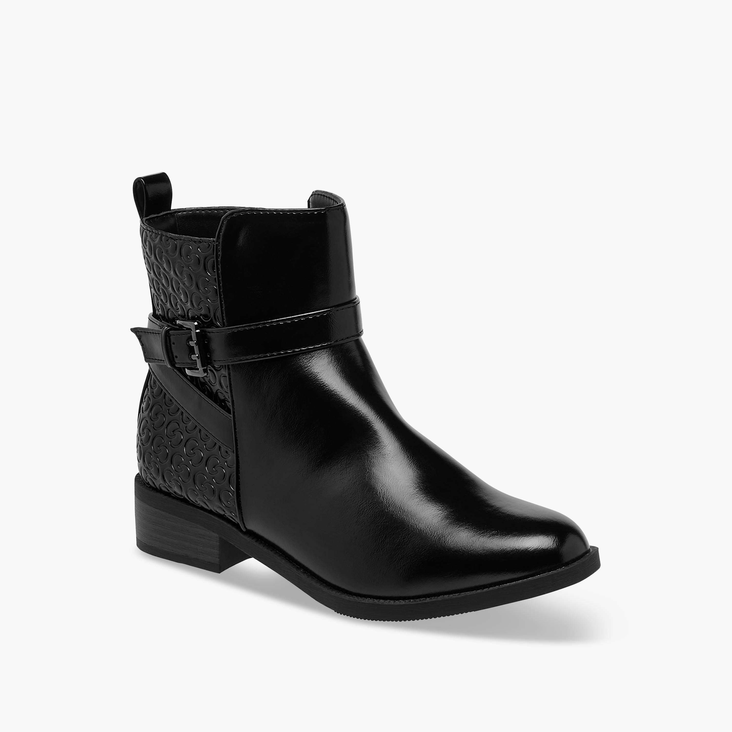 Celeste Women's Panelled Ankle Boots with Block Heels and Zip Closure-women-shoes-boots-image-3