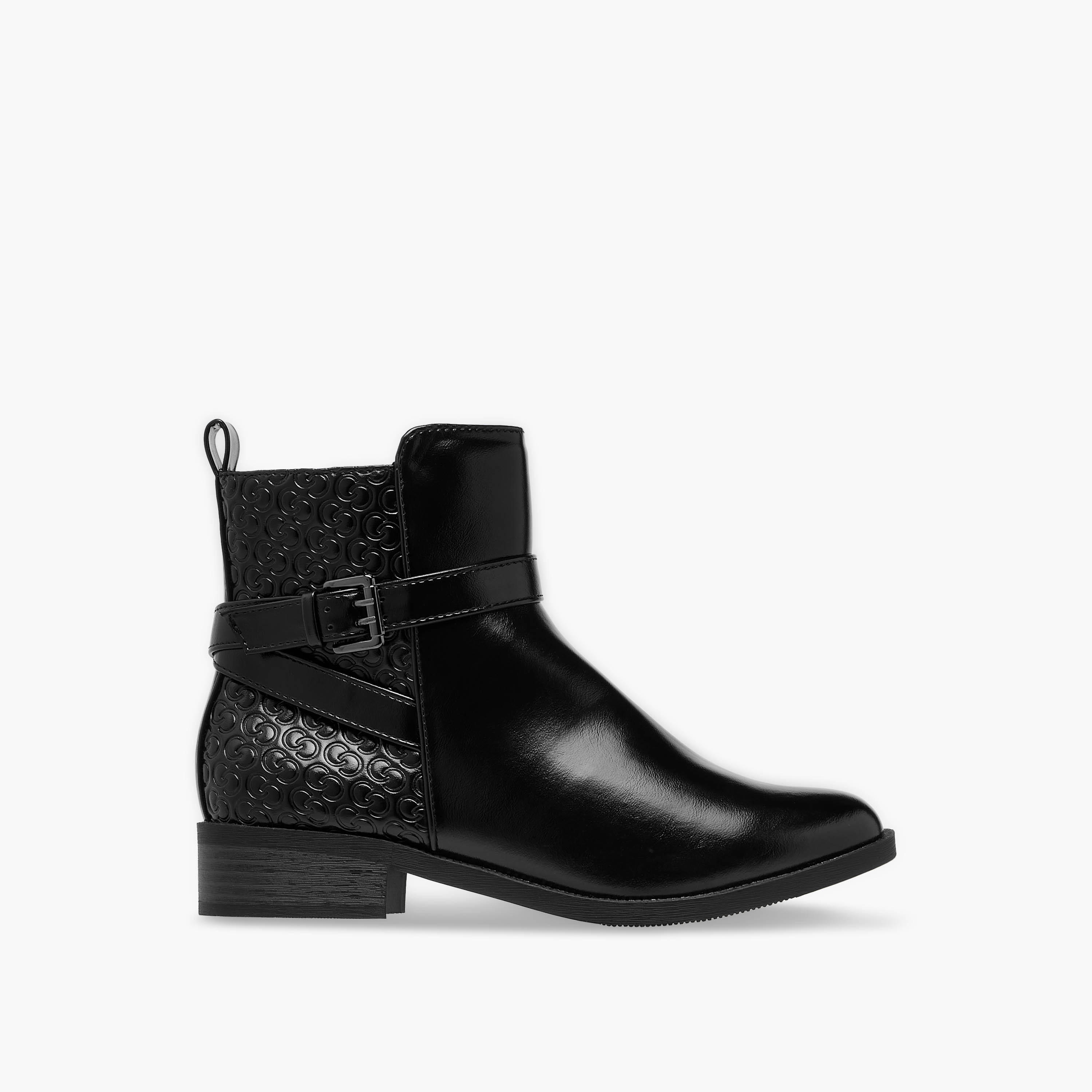 Celeste Women's Panelled Ankle Boots with Block Heels and Zip Closure-women-shoes-boots-image-4