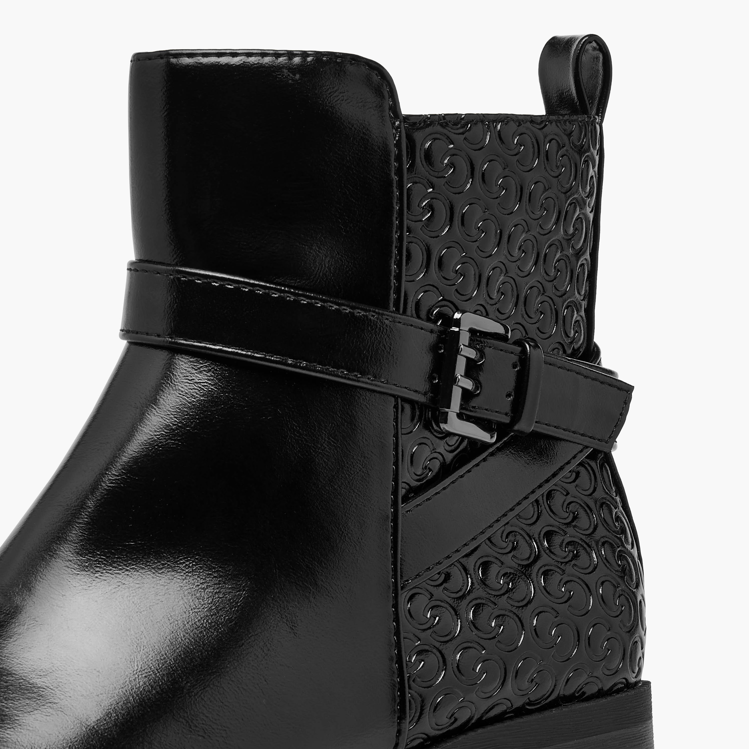 Celeste Women's Panelled Ankle Boots with Block Heels and Zip Closure-women-shoes-boots-image-5