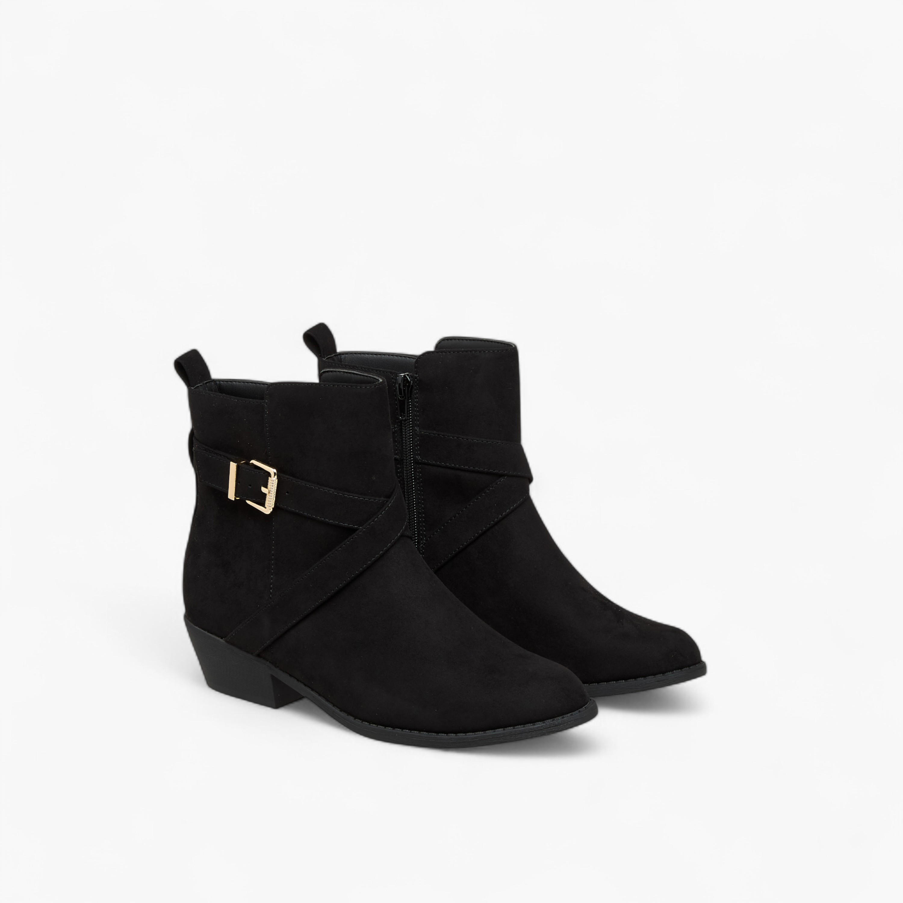 Flora Bella Solid Ankle Boots with Zip Closure-women-shoes-boots-image-1