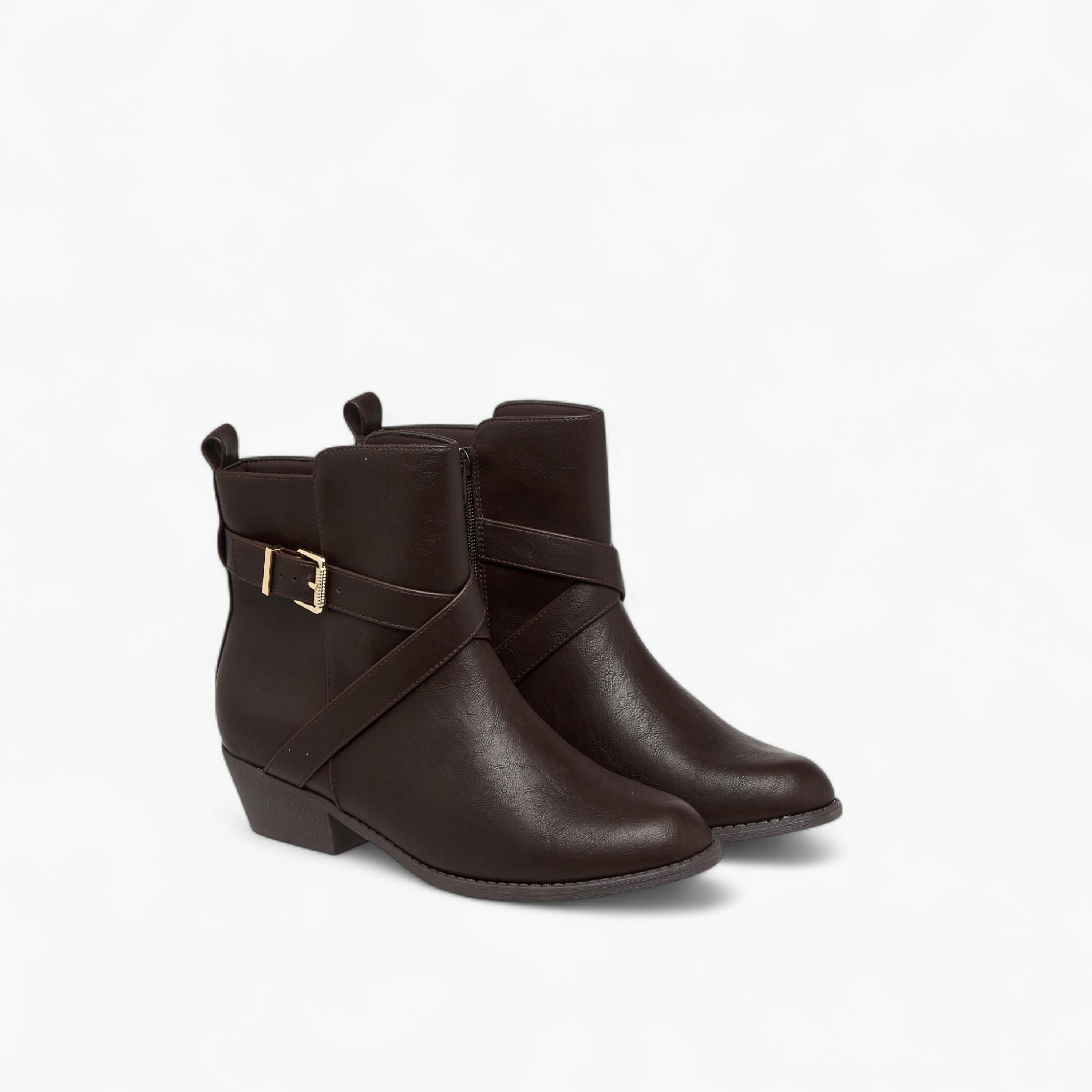 Flora Bella Solid Ankle Boots with Zip Closure-women-shoes-boots-image-1