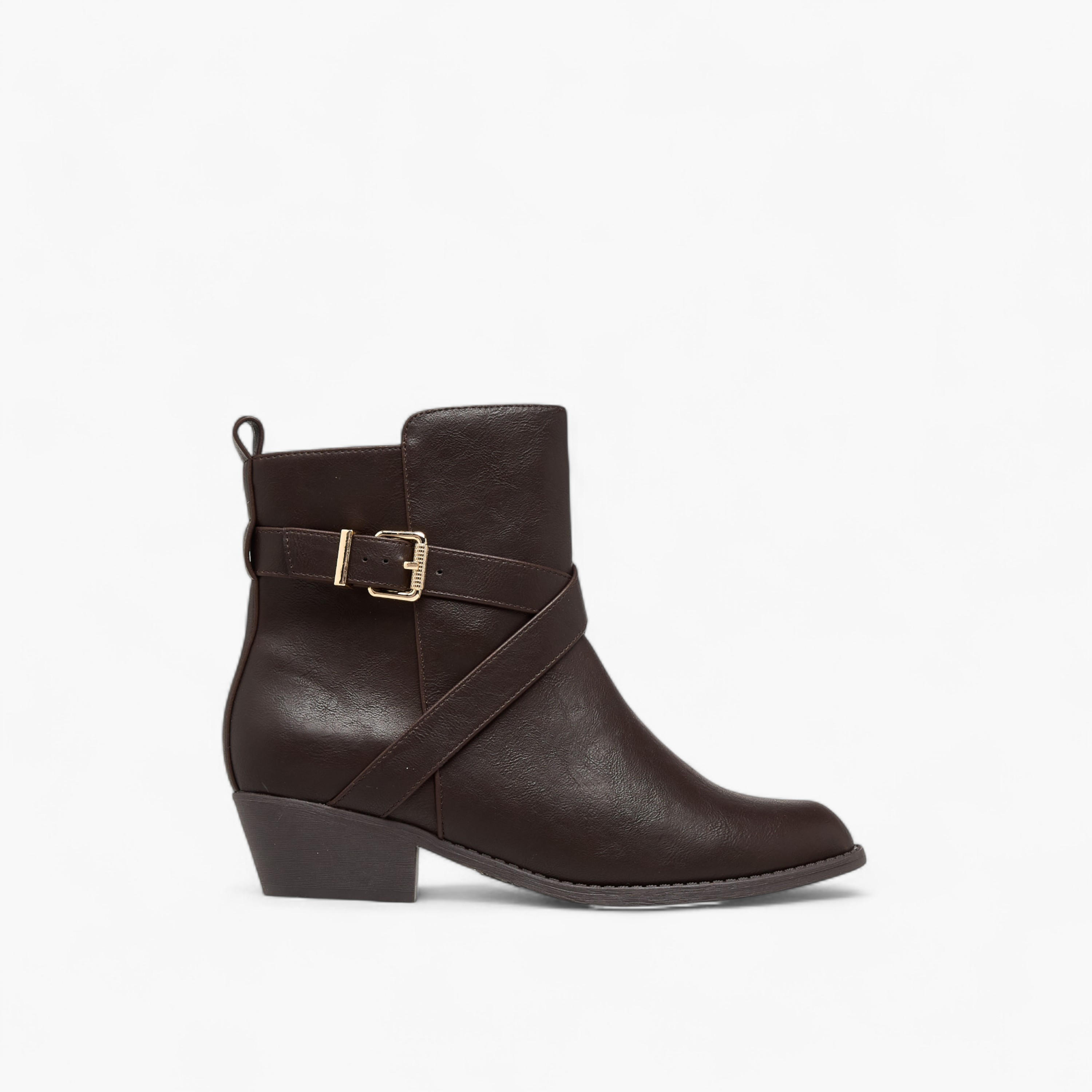 Flora Bella Solid Ankle Boots with Zip Closure-women-shoes-boots-image-3