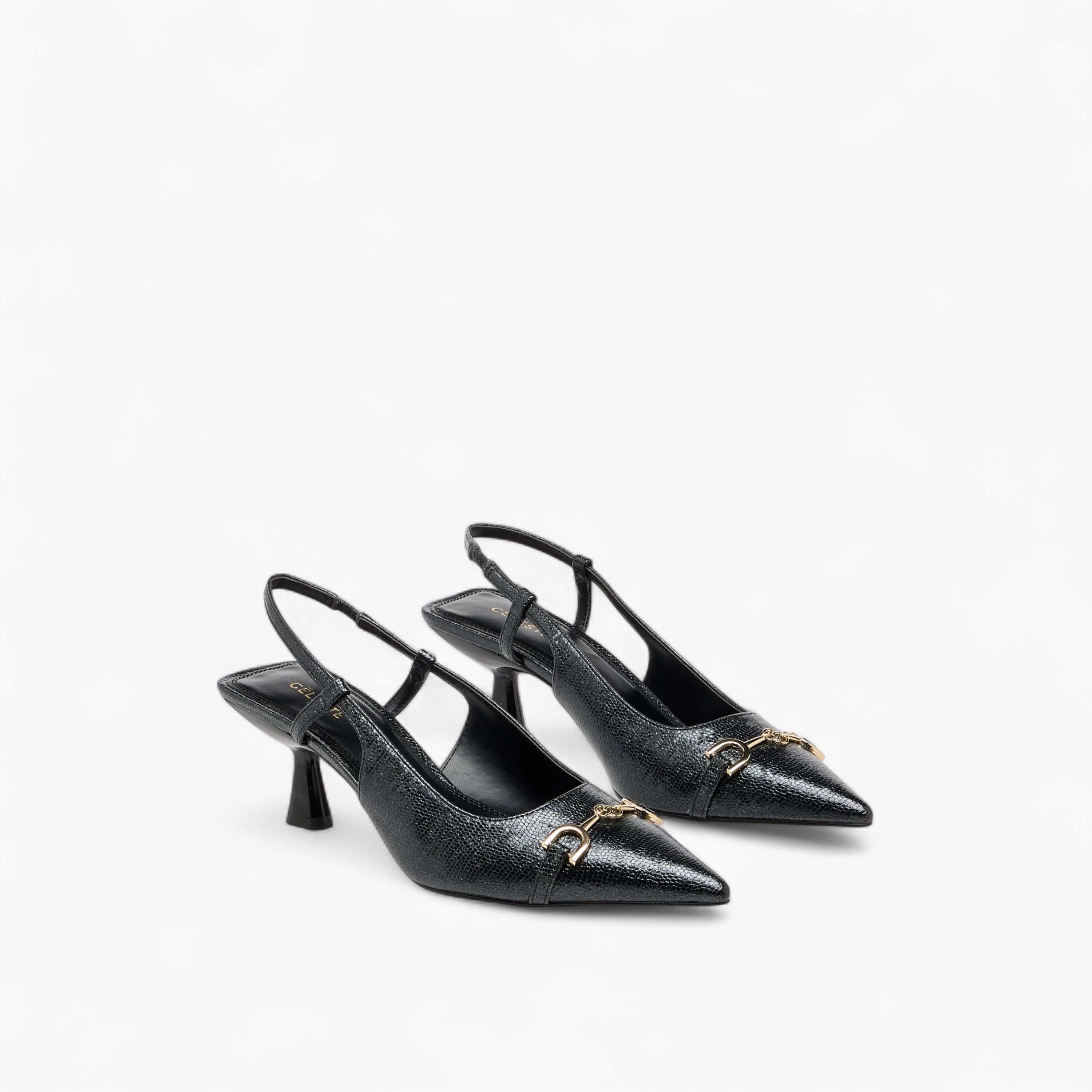 Celeste Women's Metal Accent Slingback Shoes with Kitten Heels-women-shoes-heels-image-1