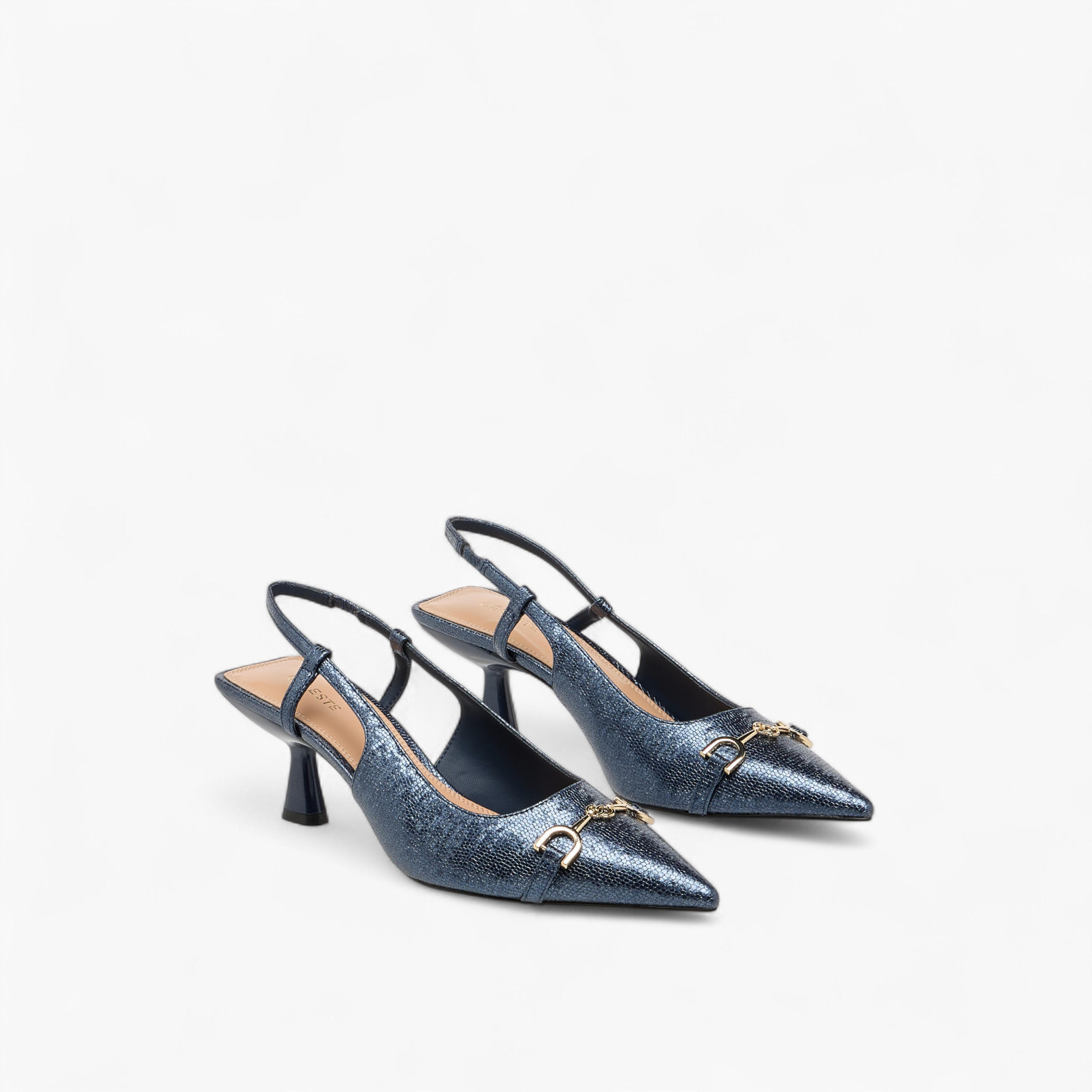 Celeste Women's Metal Accent Slingback Shoes with Kitten Heels-women-shoes-heels-image-1