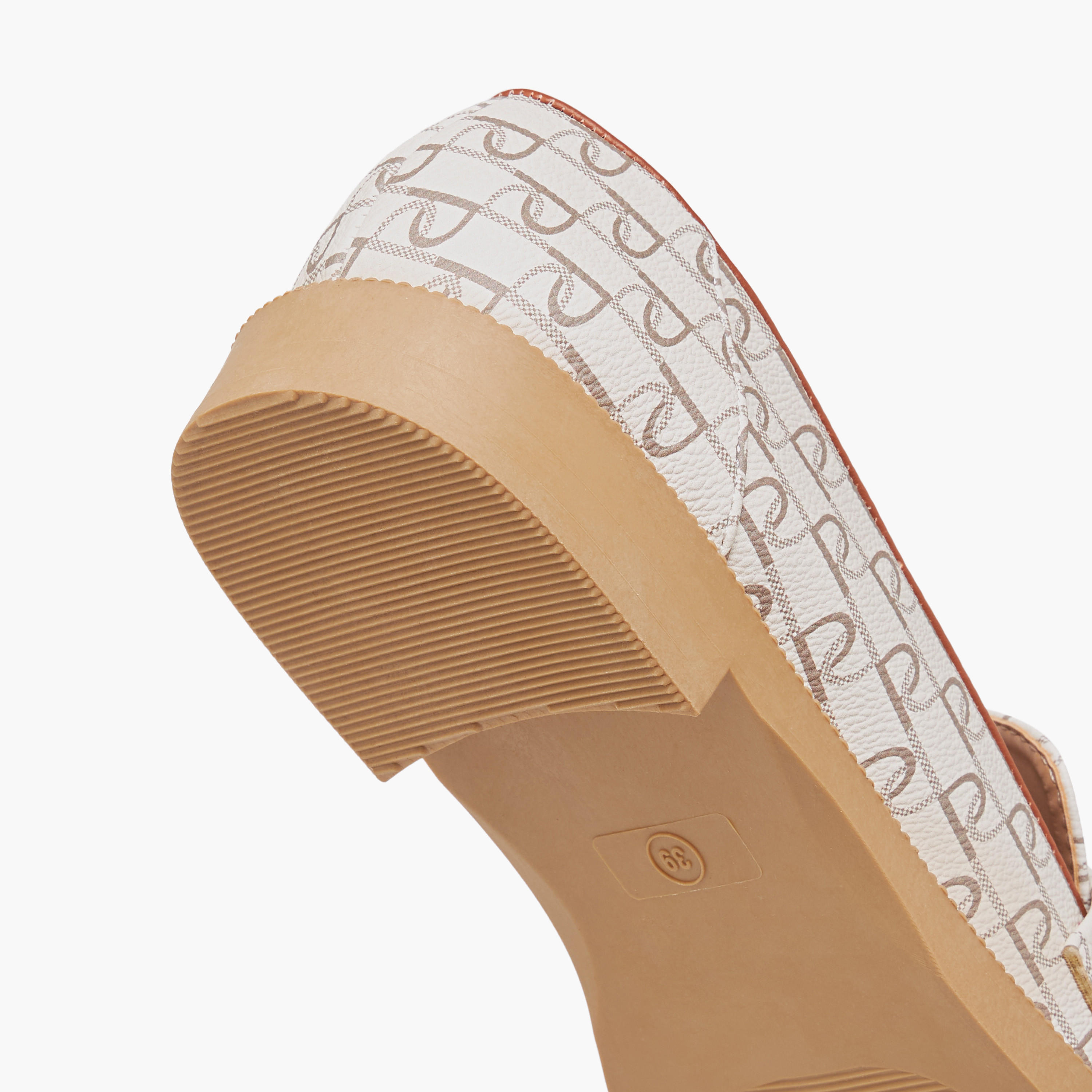 Paprika Monogram Print Slip-On Loafers with Buckle Accent-women-shoes-loafersandmoccasins-image-4