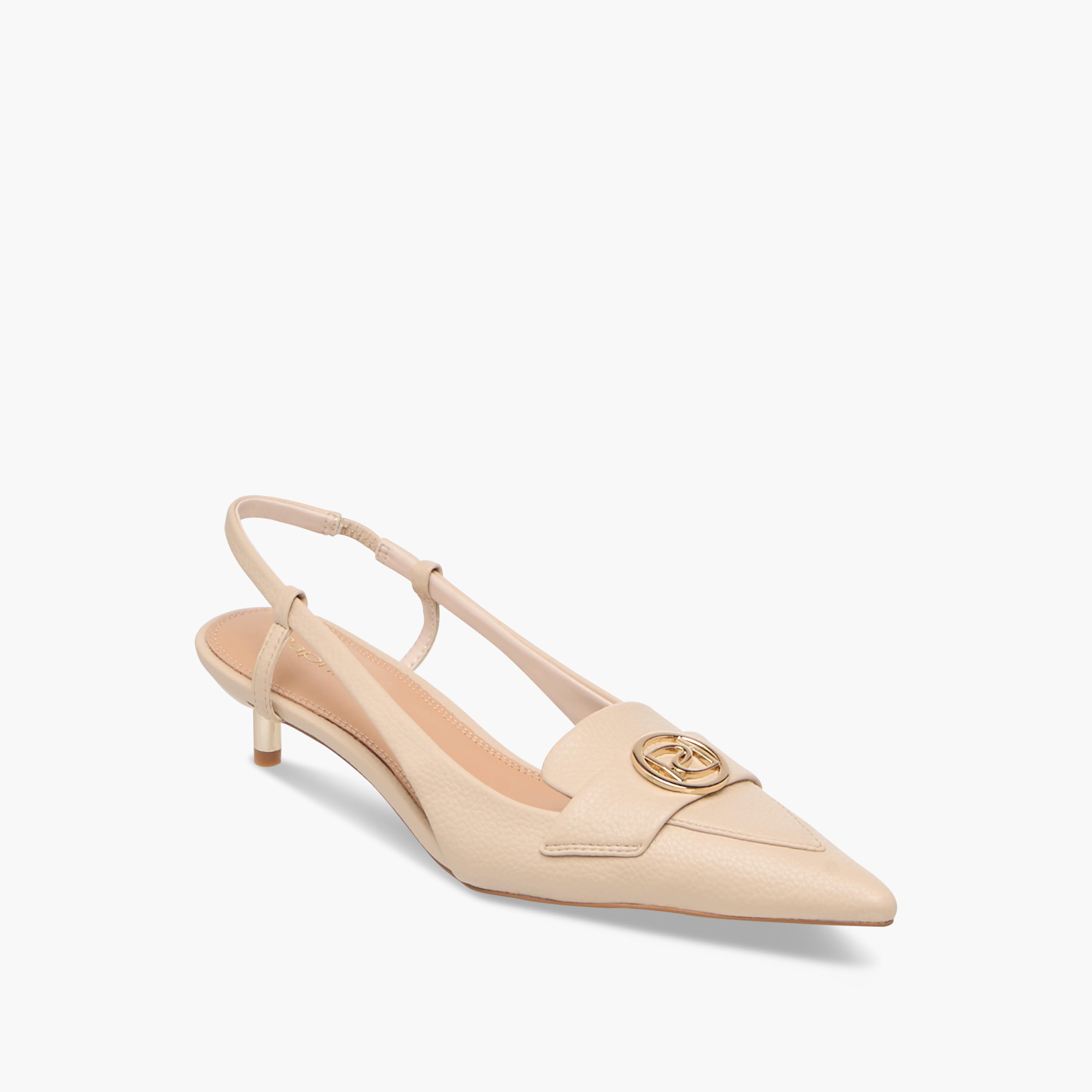 حذاء بزينة معدن وحزام خلفي وكعب صغير من بابريكا-women-shoes-sandals-heeled-image-2