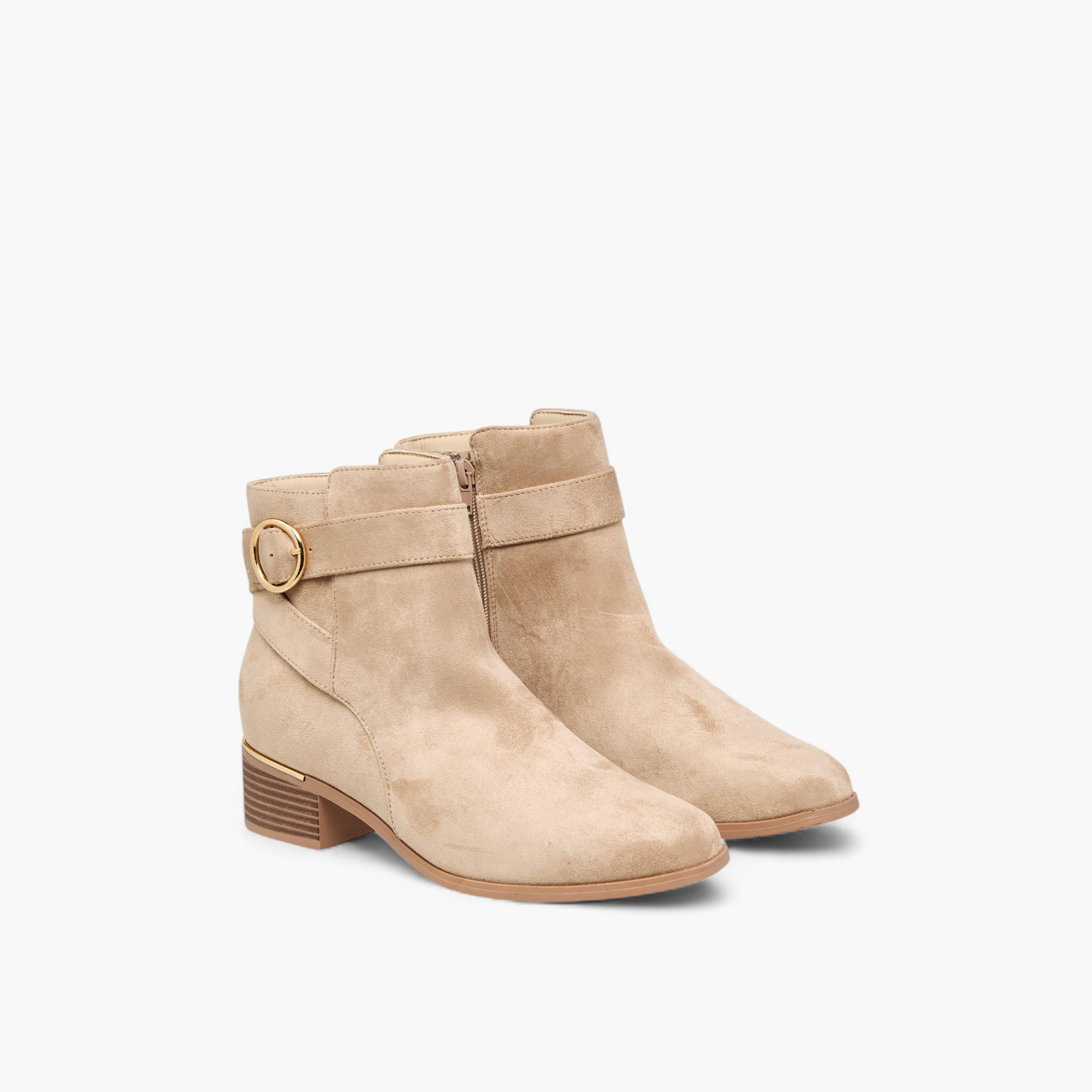 Flora Bella Solid Ankle Boots with Zip Closure-women-shoes-boots-image-1