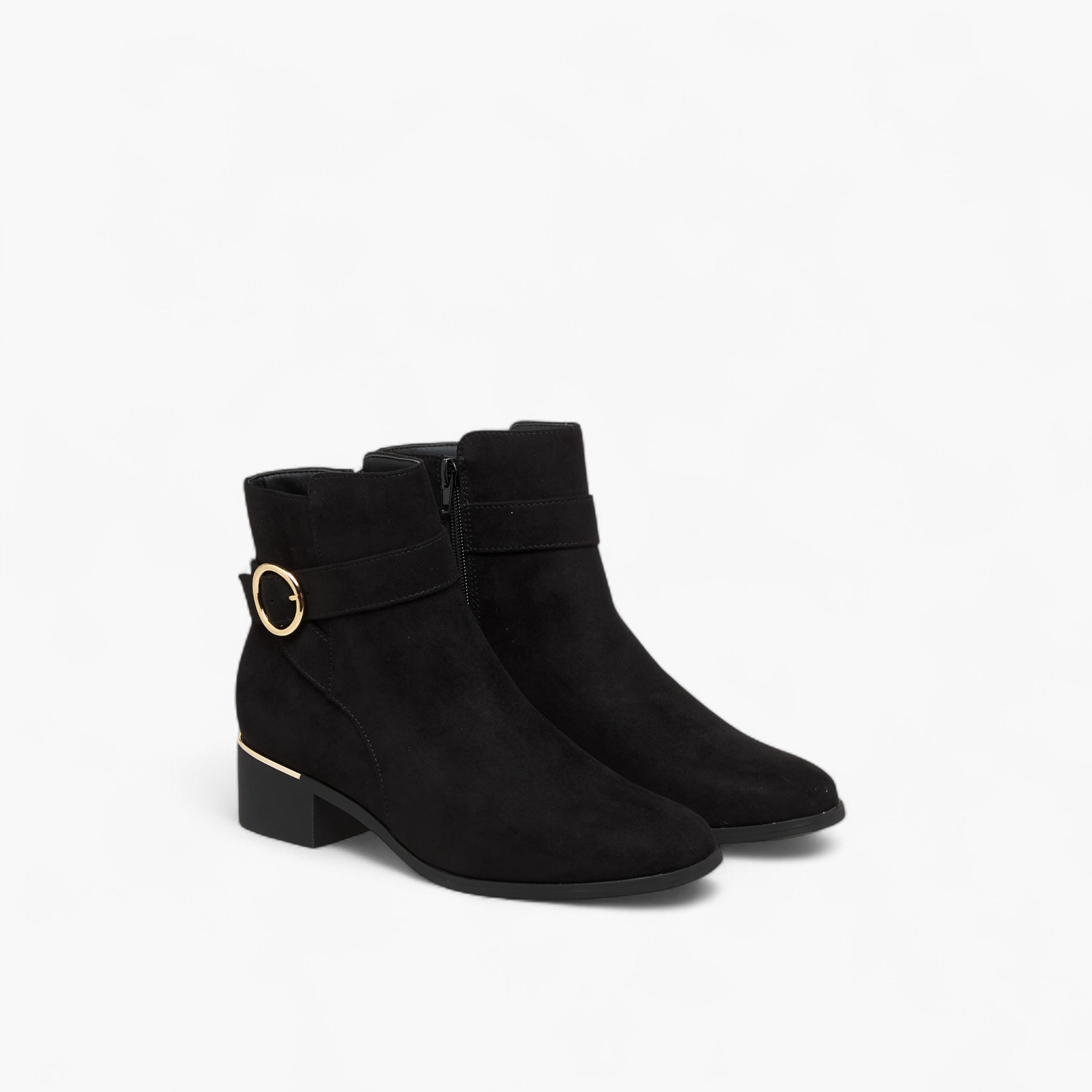 Flora Bella Solid Ankle Boots with Zip Closure-women-shoes-boots-image-1