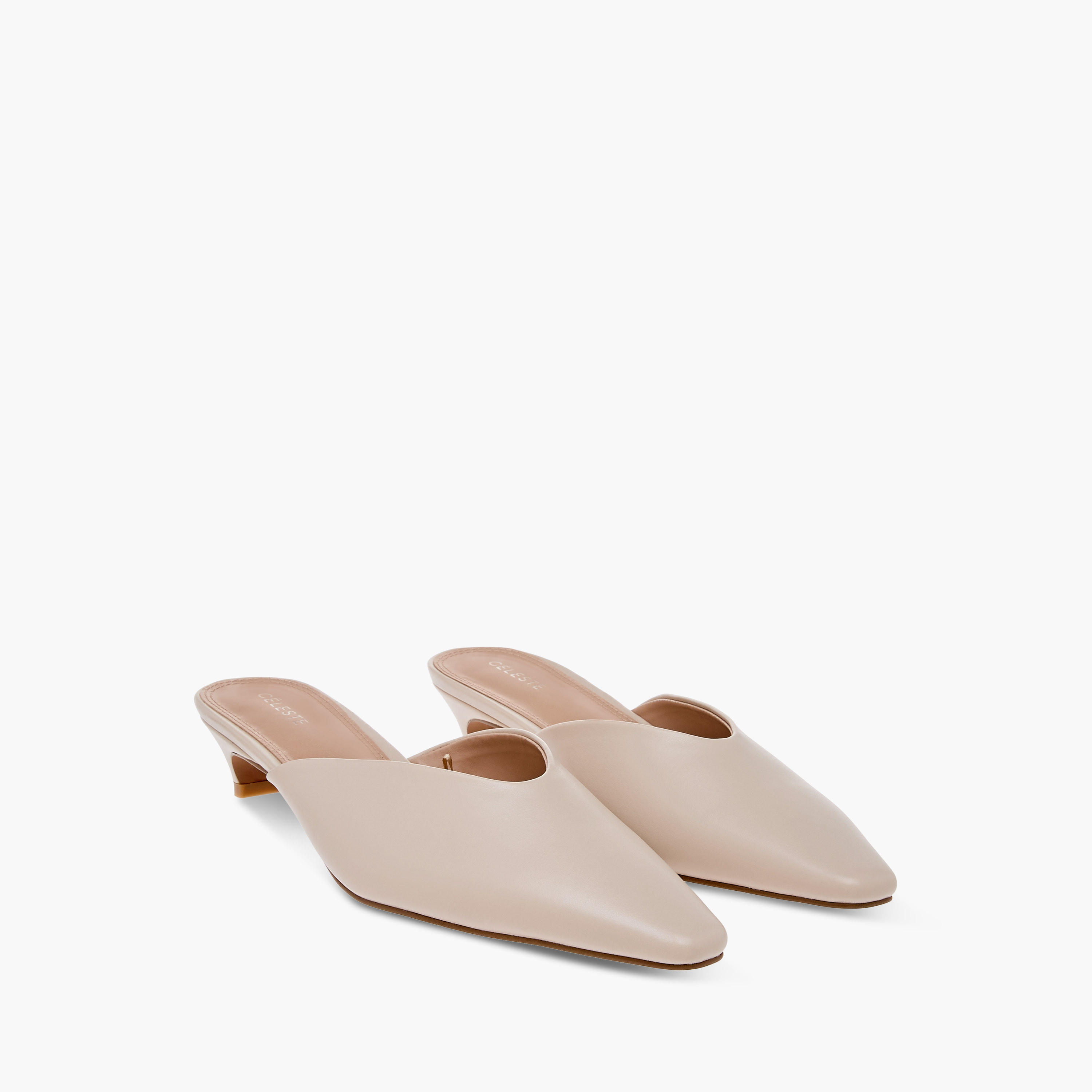 Celeste Women's Solid Pointed Toe Slip-On Mules with Kitten Heels-women-shoes-heels-image-1