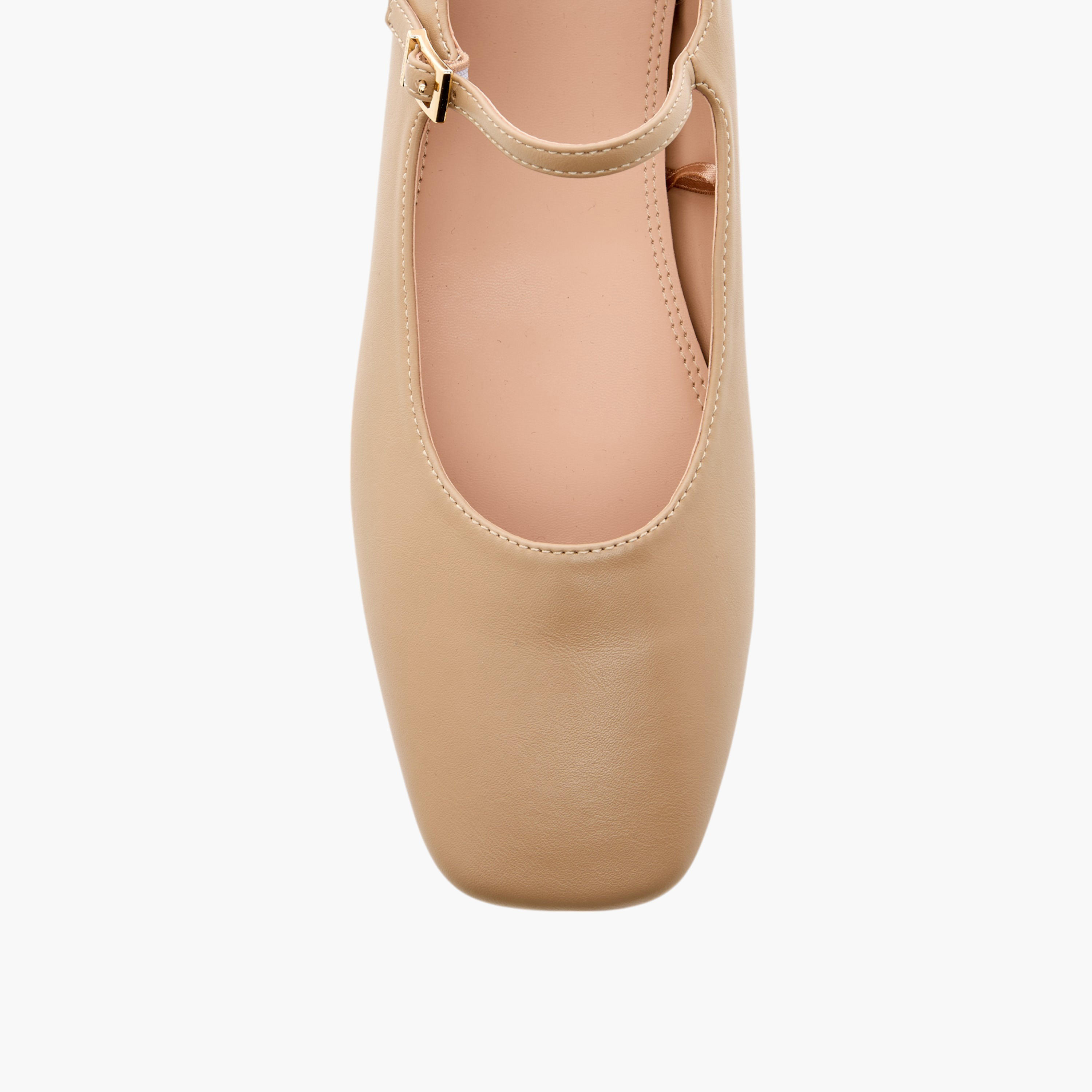 حذاء باليرينا سادة بمقدمة مربعة وإبزيم إغلاق من سيليست-women-shoes-ballerinas-image-4