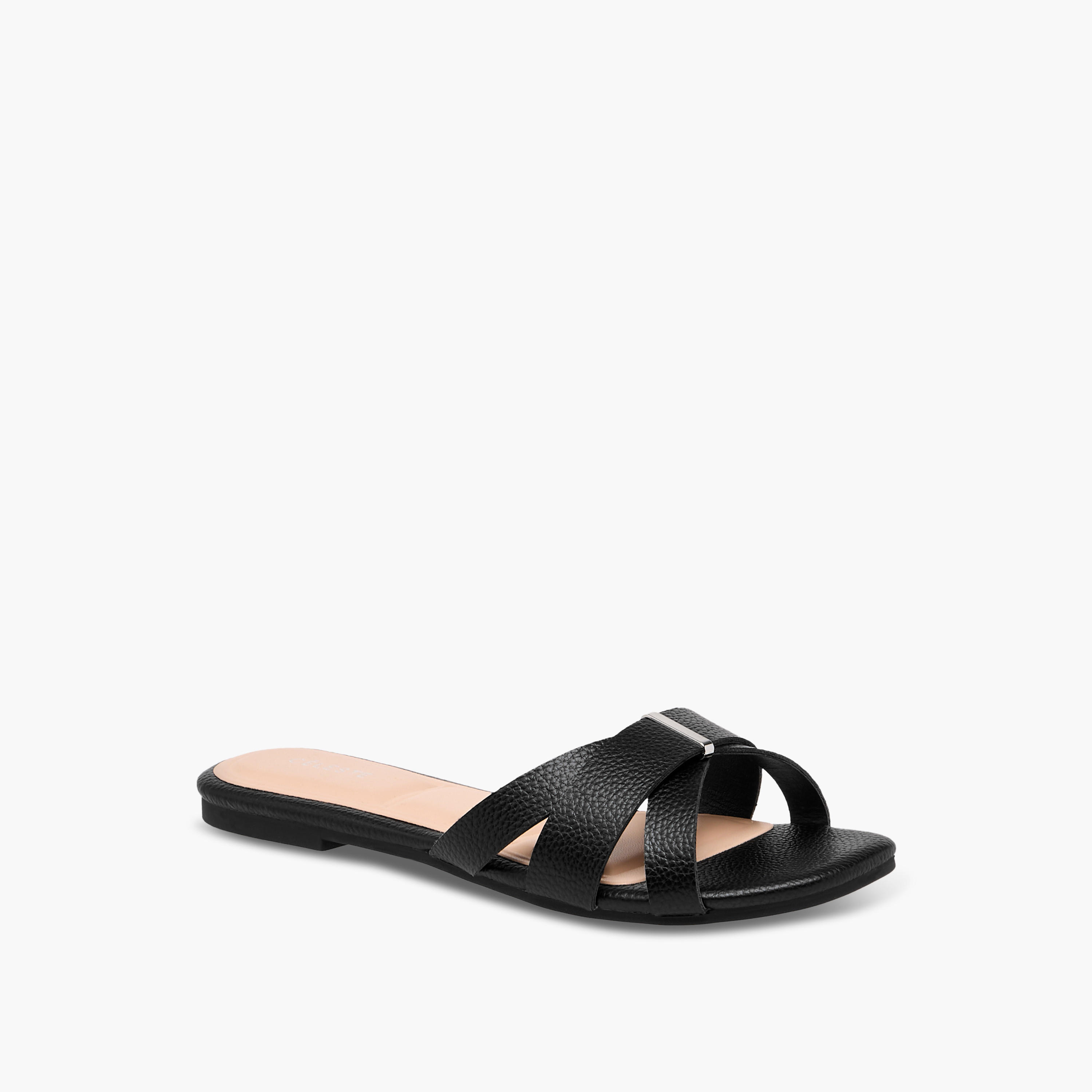 Celeste Women's Solid Slip-On Cross Strap Sandals-women-shoes-flats-sandals-image-2