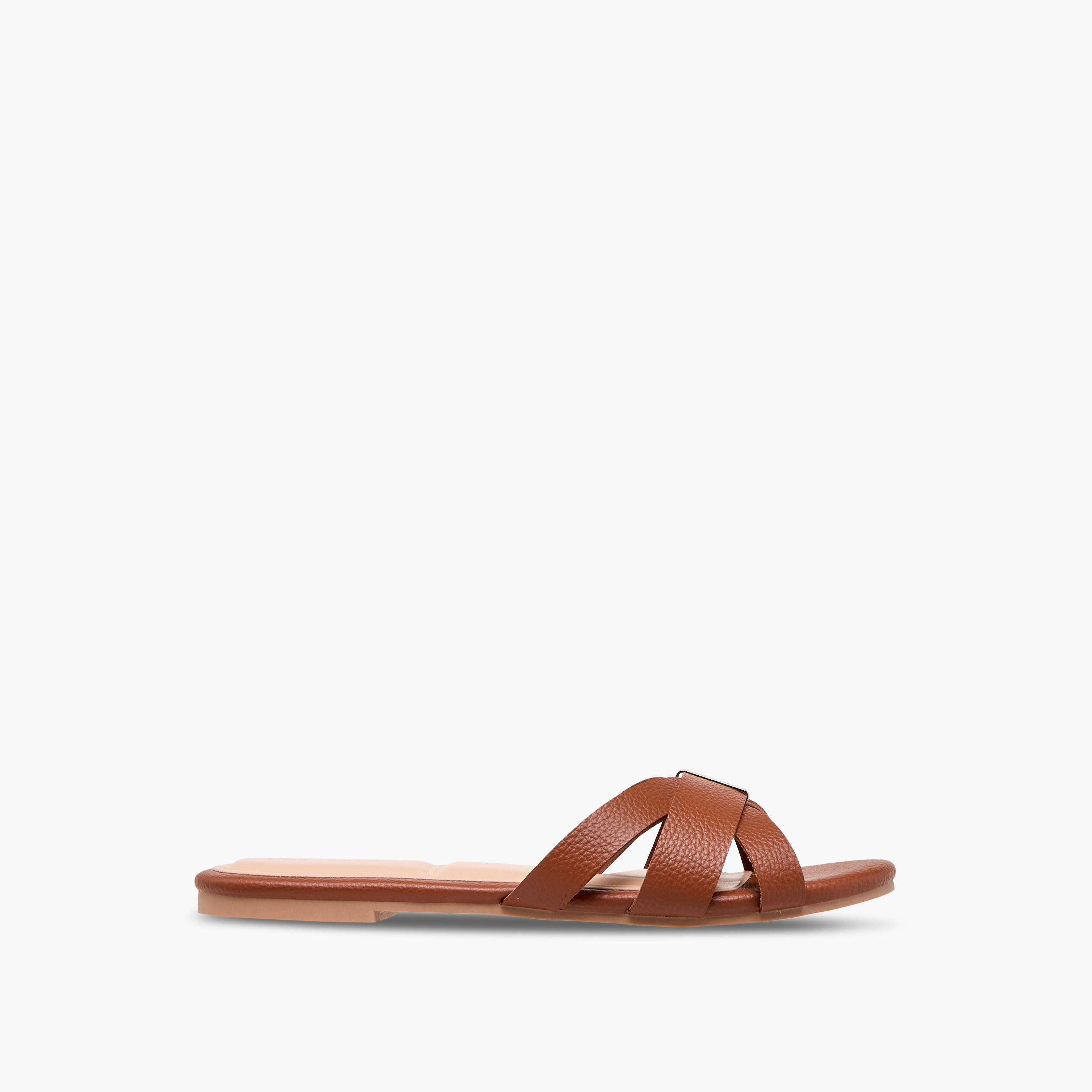 Celeste Women's Solid Slip-On Cross Strap Sandals-women-shoes-flats-sandals-image-3