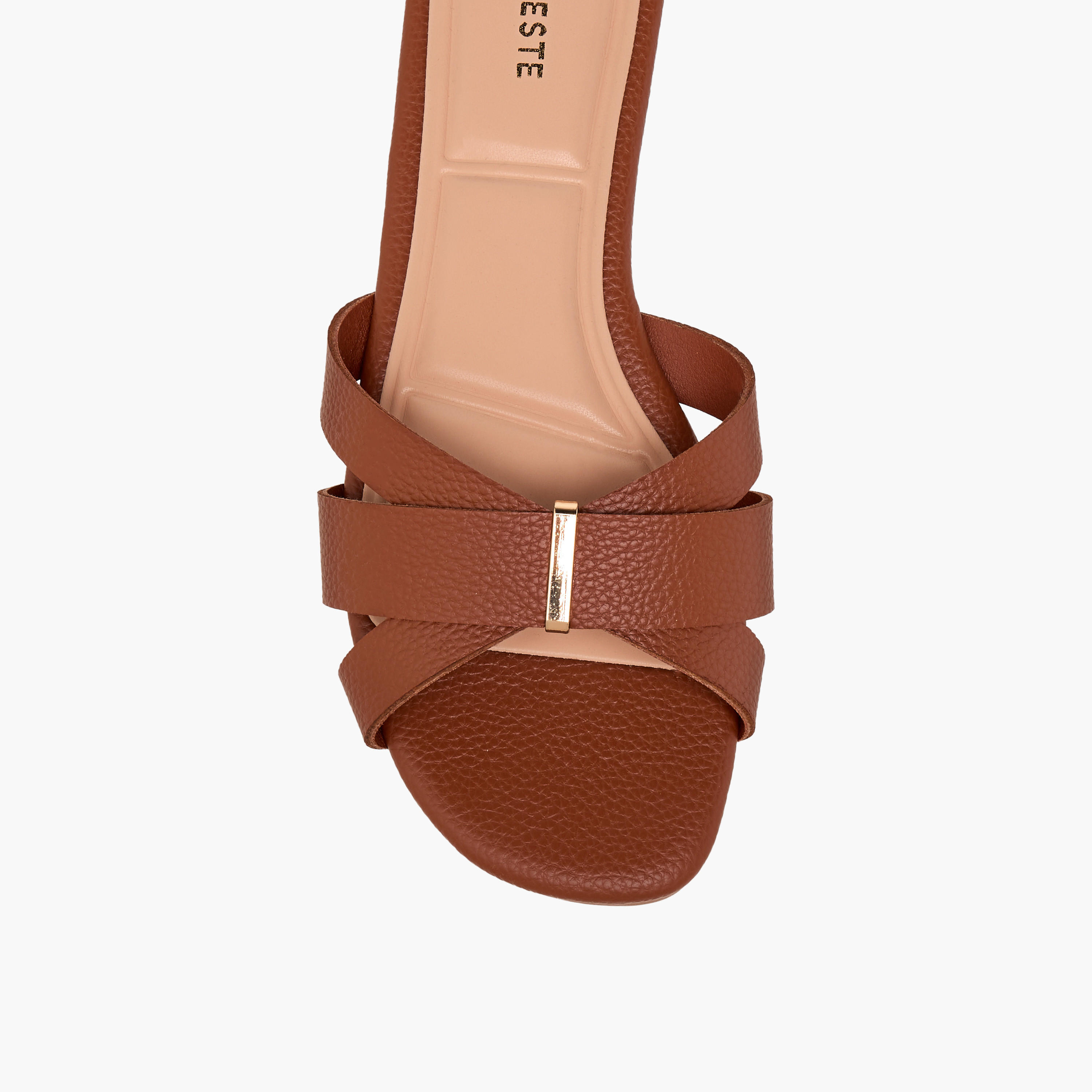 Celeste Women's Solid Slip-On Cross Strap Sandals-women-shoes-flats-sandals-image-4