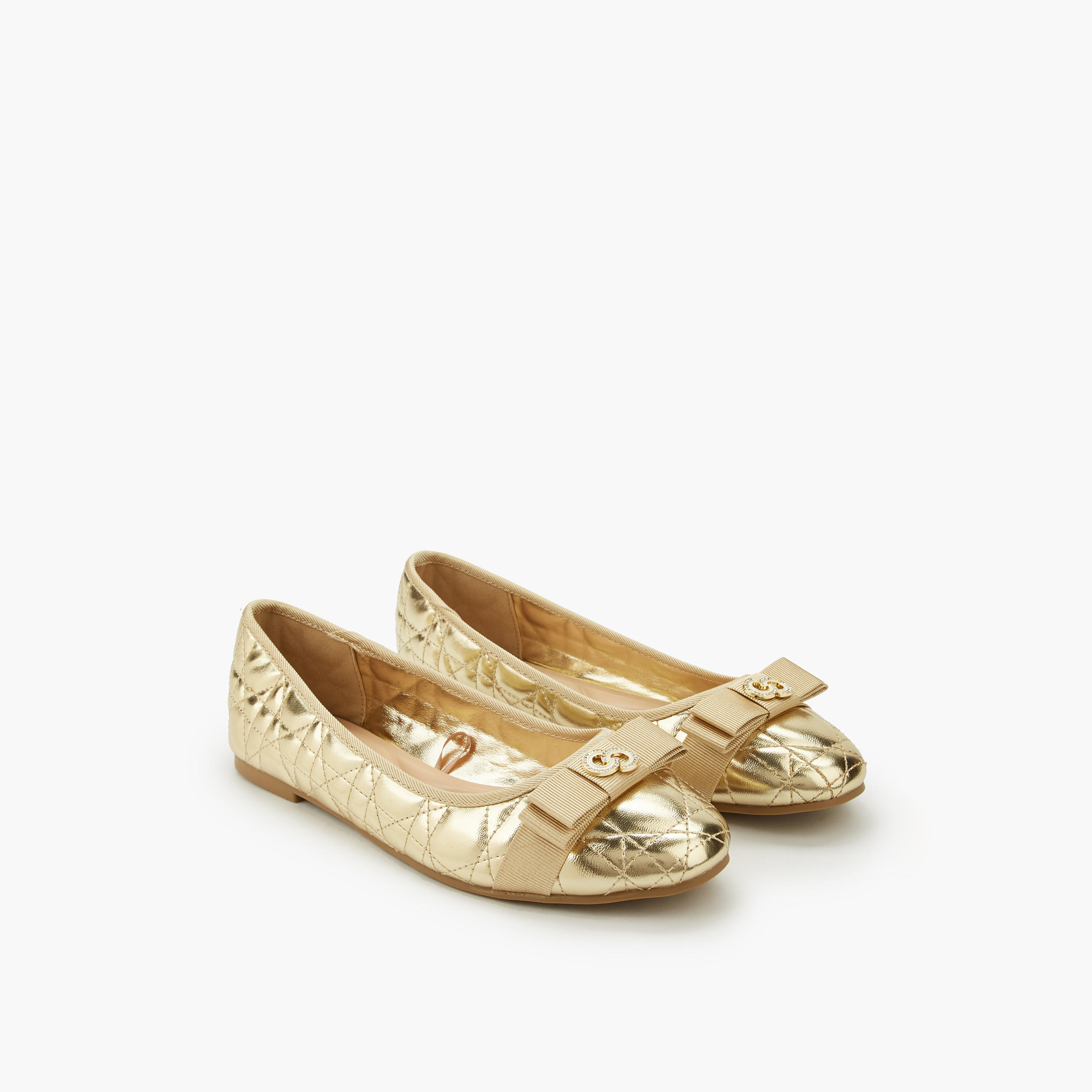 Celeste Women Quilted Bow Embellished Ballerina Shoes-women-shoes-ballerinas-image-1