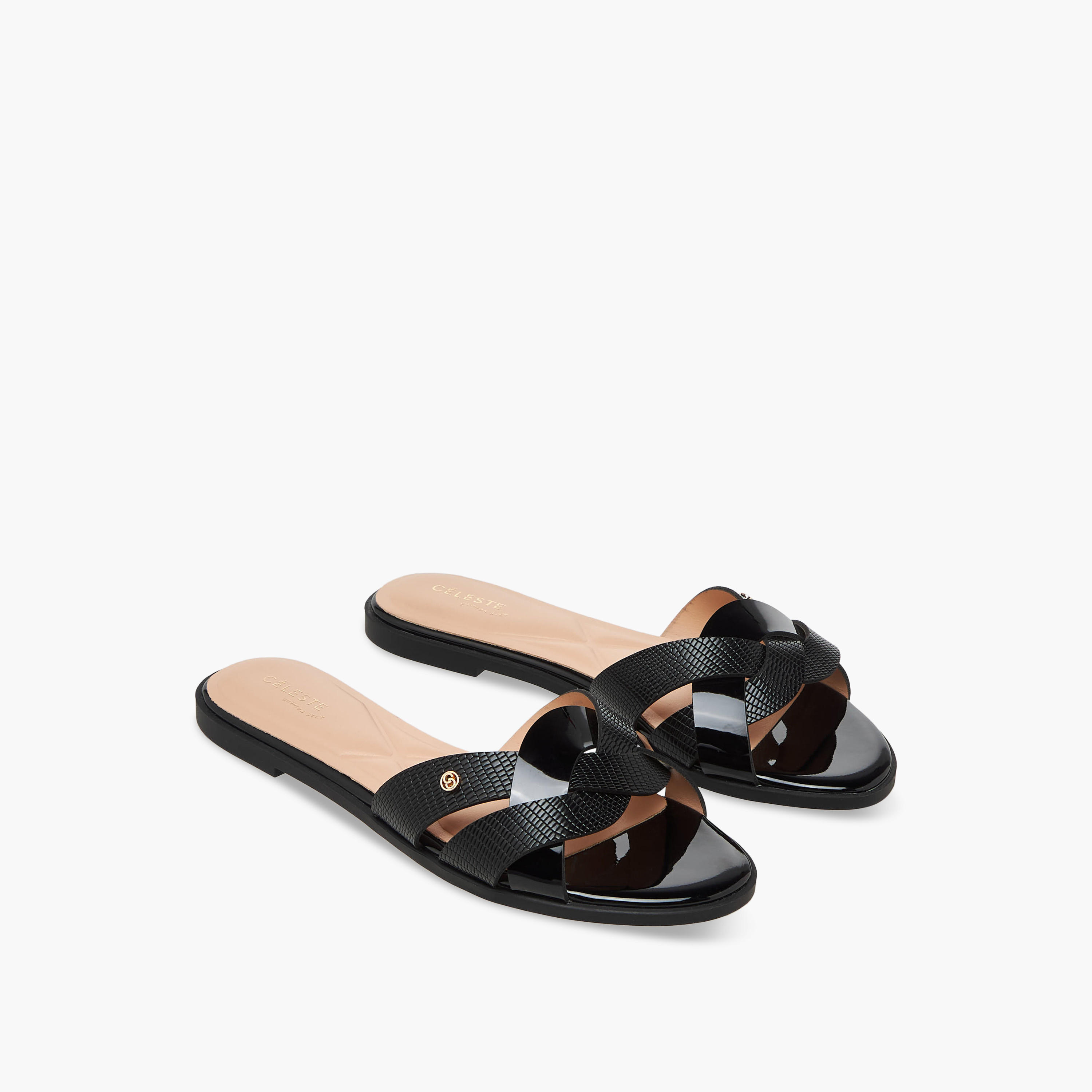 Celeste Women Textured Knot Slide Sandals-women-shoes-flats-sandals-image-1