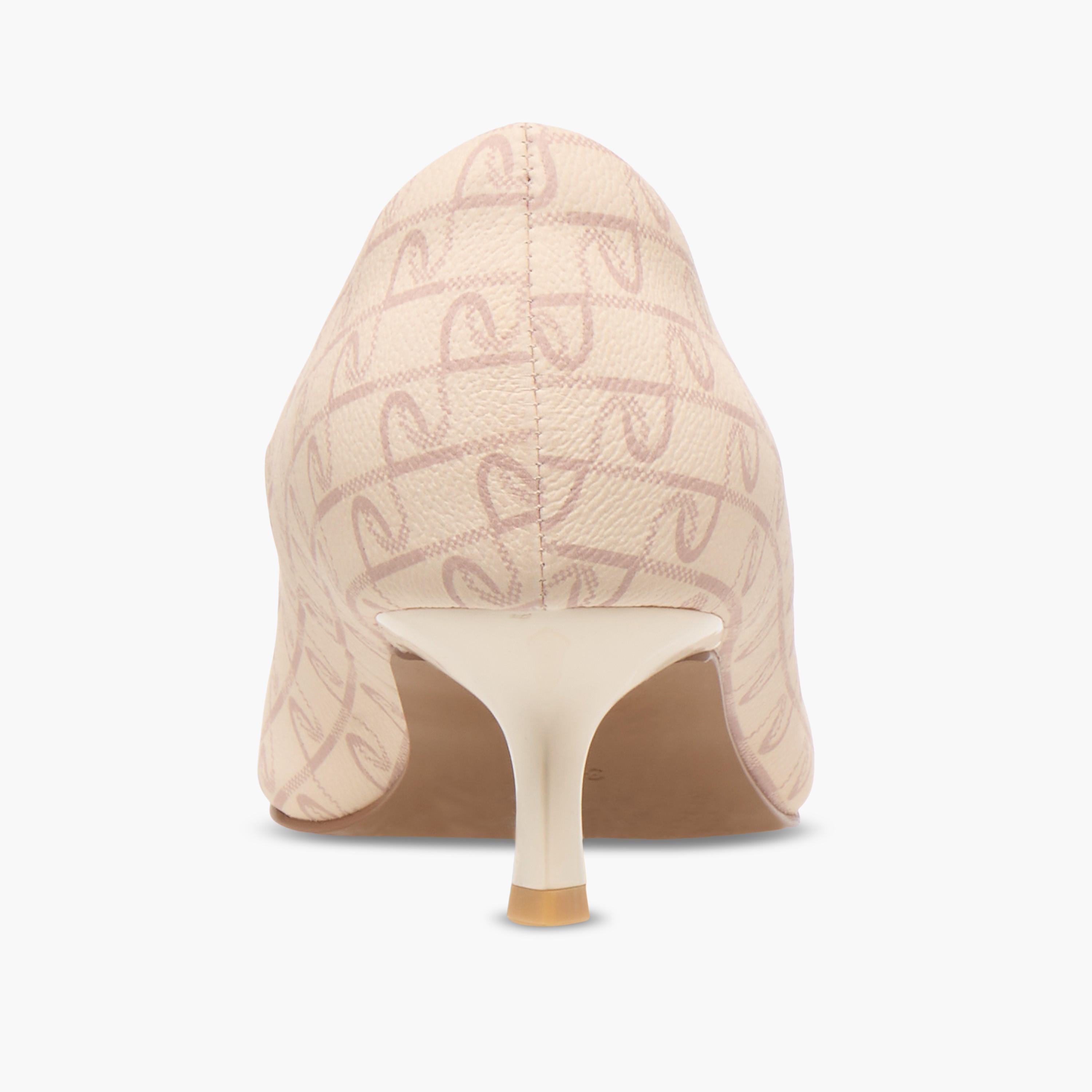 Paprika Monogram Print Pointed Toe Slip-On Pumps with Kitten Heels-women-shoes-sandals-heeled-image-5