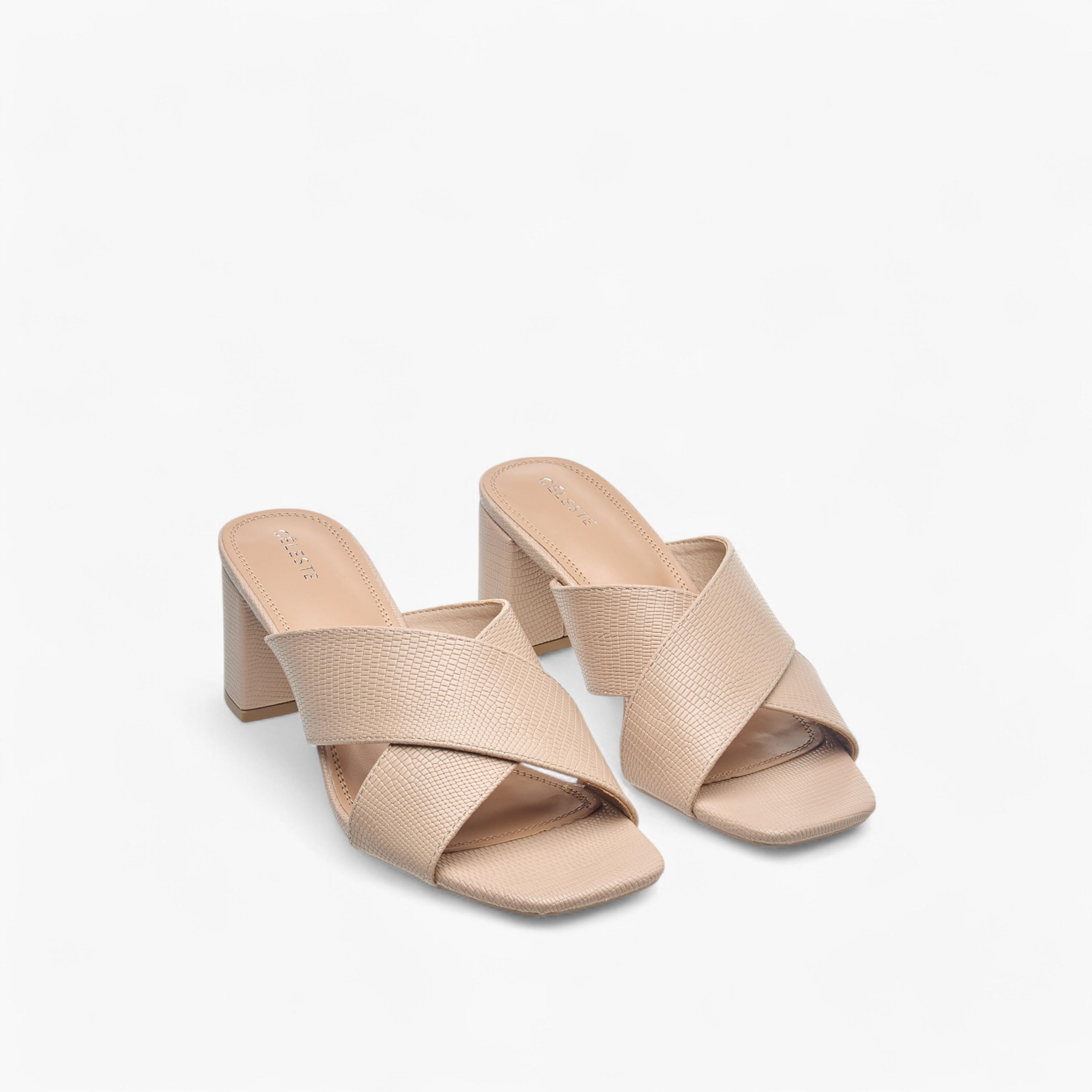 Celeste Women's Textured Cross-Strap Slip-On Sandals with Block Heels-women-shoes-sandals-heeled-image-1